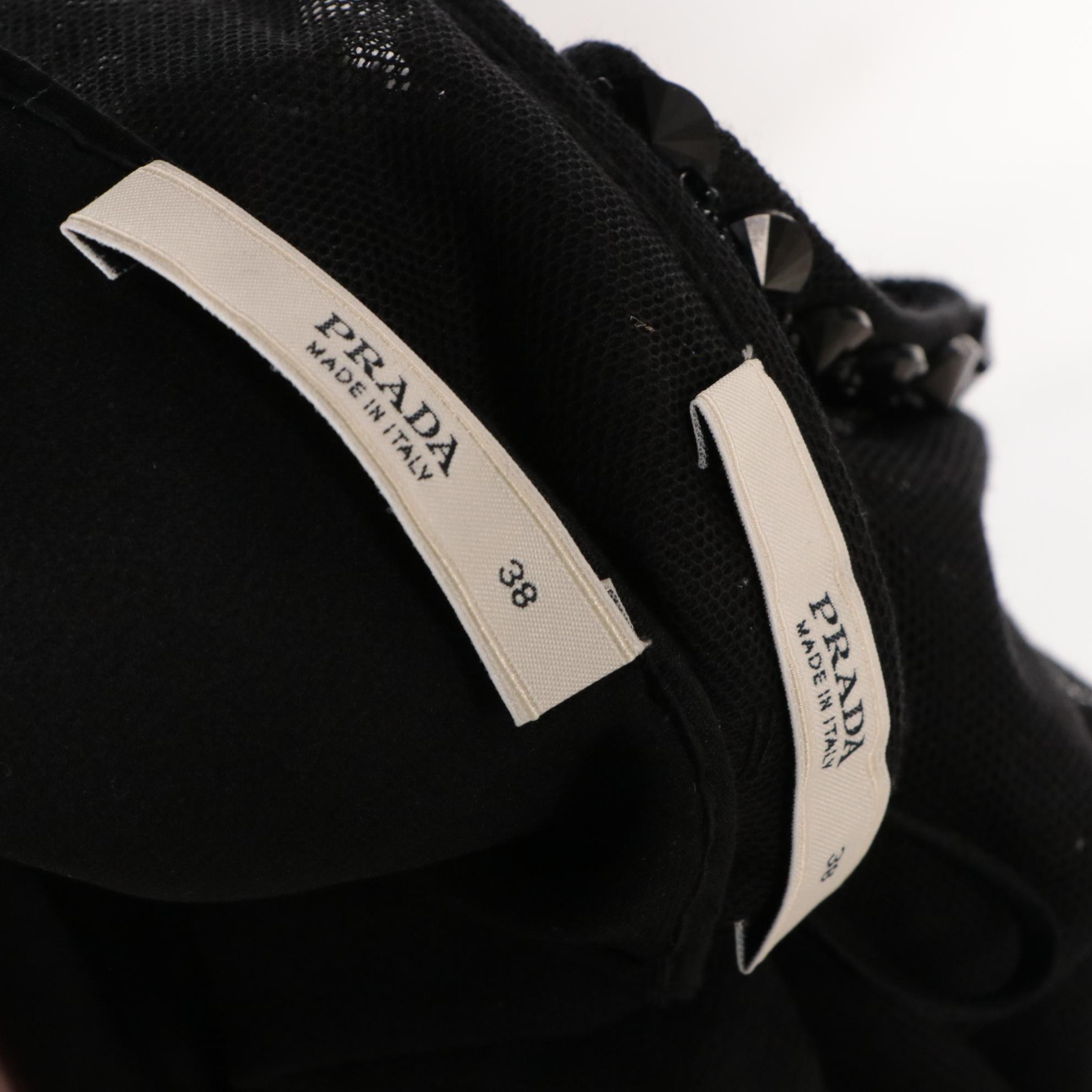 Prada Black Sheer Silk Bead and Rhinestone Embellished Mini Skirt