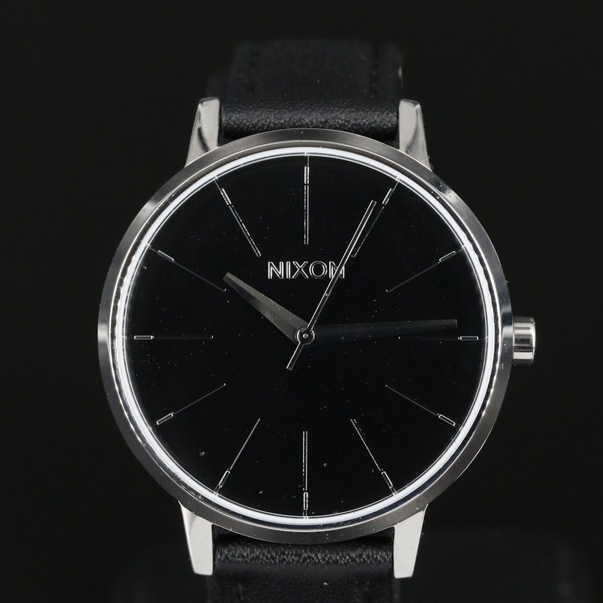 Nixon Kensington Black Leather Watch with Box