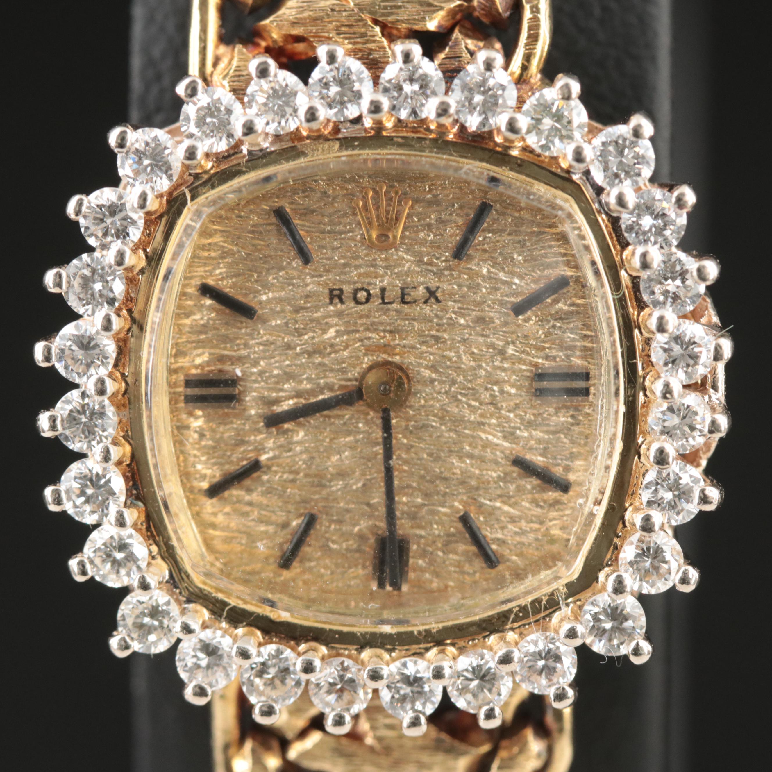 Vintage 14K Rolex Diamond Manual Wind Watch