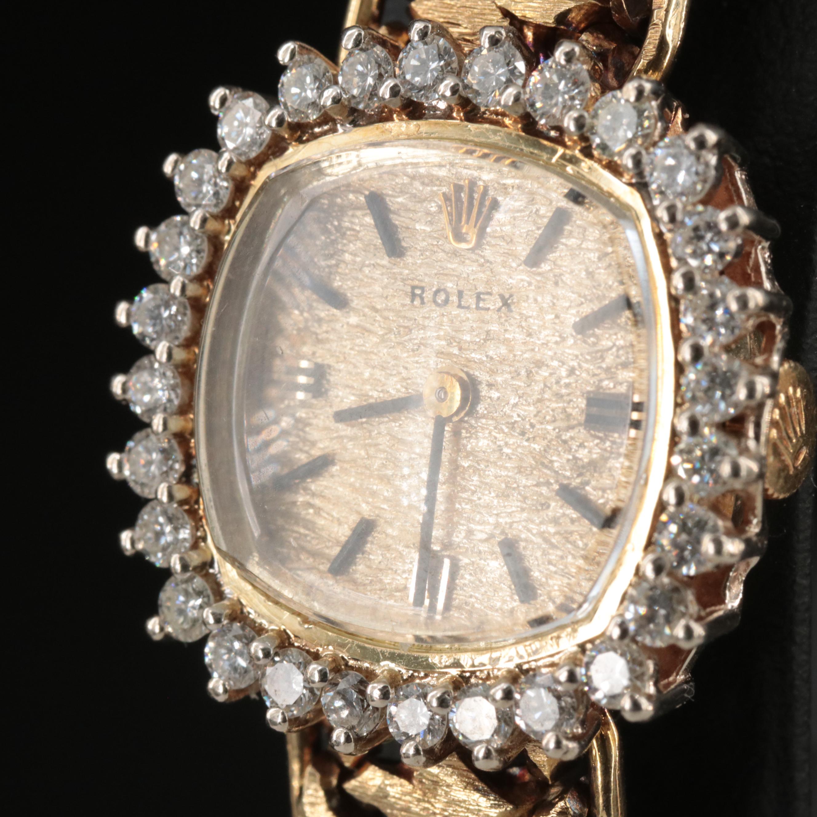 Vintage 14K Rolex Diamond Manual Wind Watch