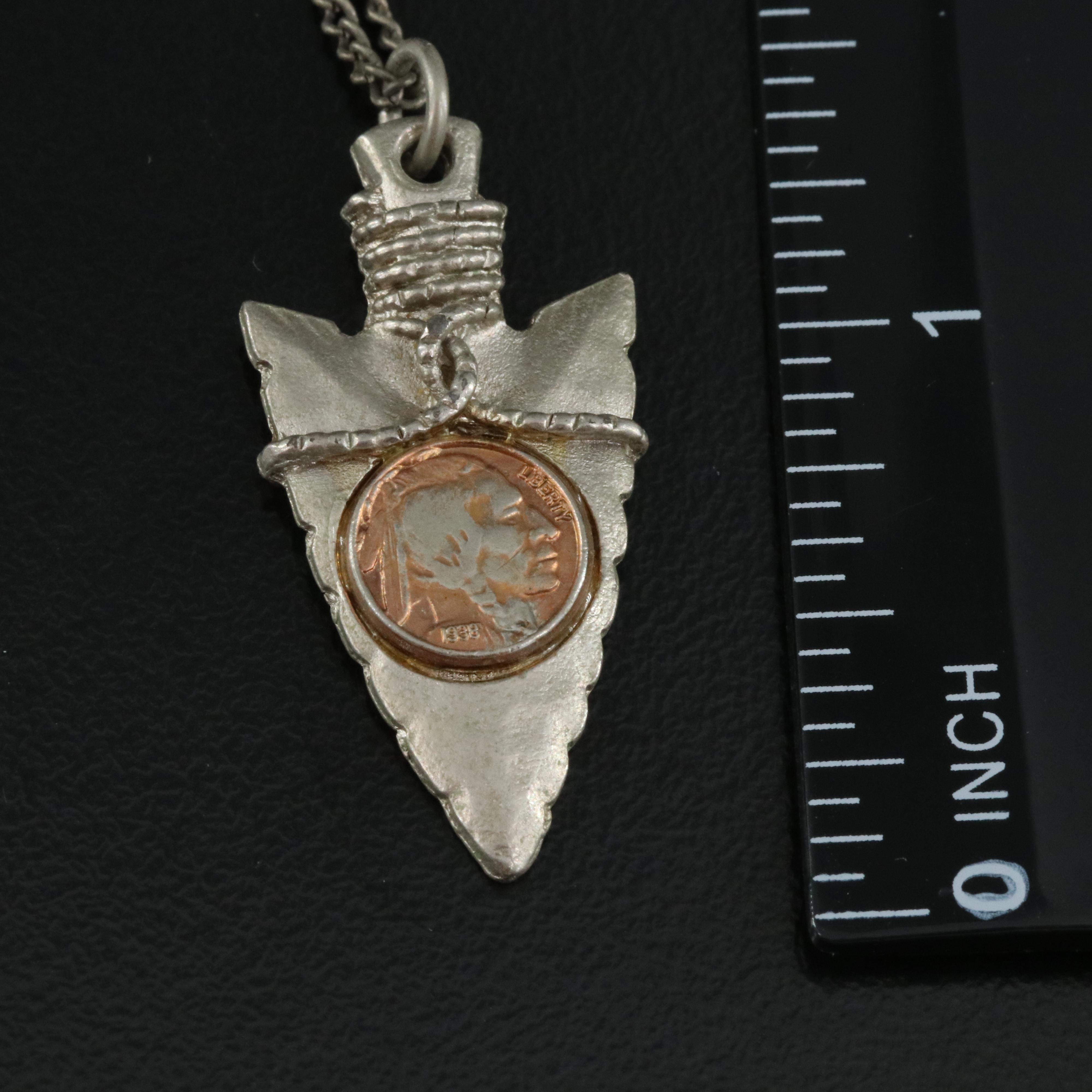 Sterling Black Bear Claw, Turquoise Pendant on Snail Chain & Arrowhead Necklace