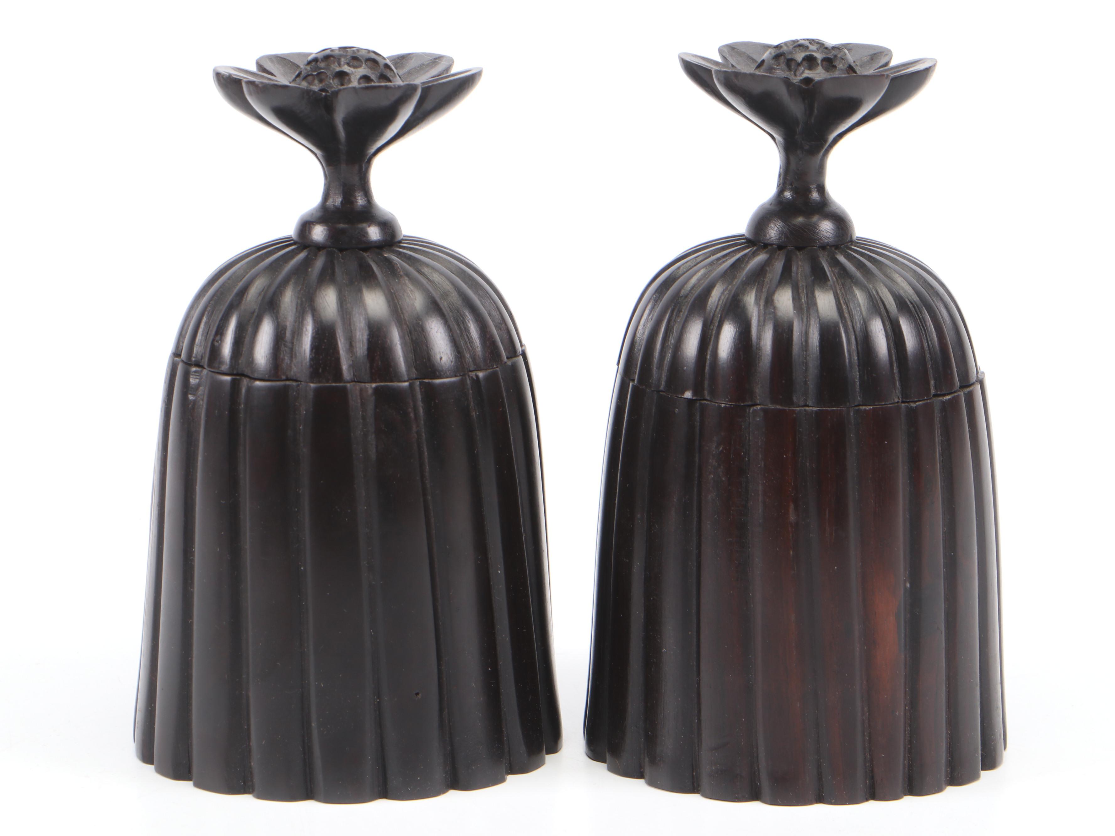 Mozambique Lathe Turned Carved Ebony Mpingo Wood Vessels