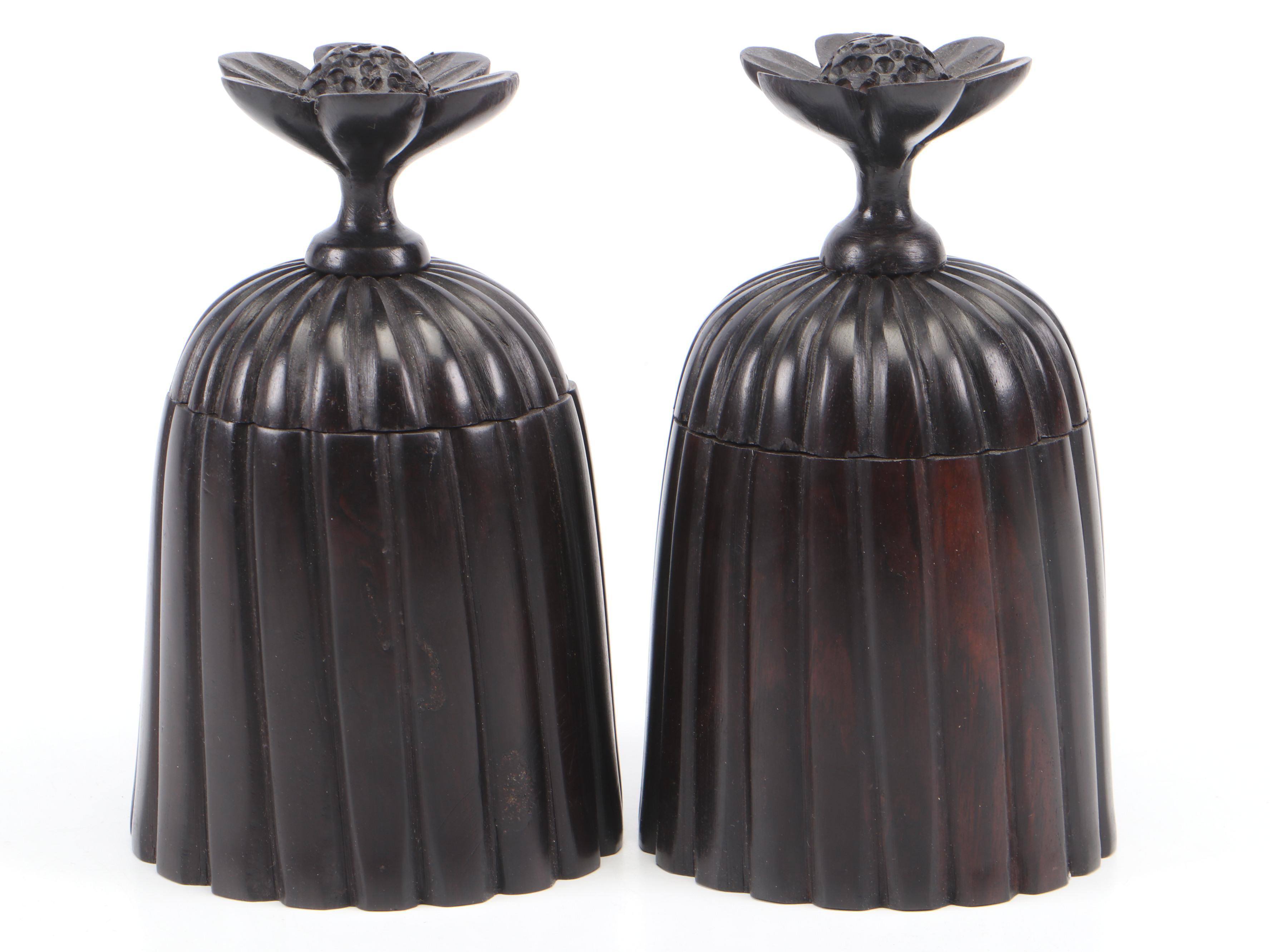 Mozambique Lathe Turned Carved Ebony Mpingo Wood Vessels