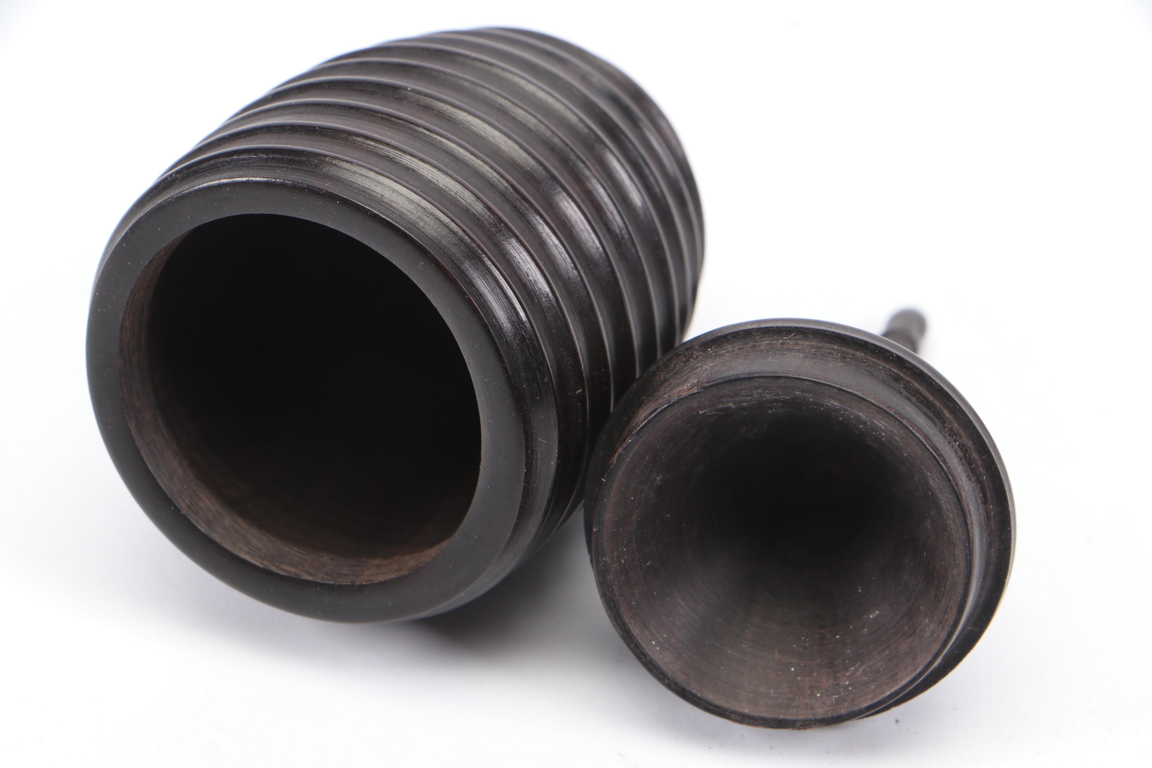 Mozambique Lathe Turned Carved Ebony Mpingo Wood Vessels