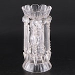 Floral Motif Cut Glass Shakers and Glass Mantle Lusters with Crystal Prisms