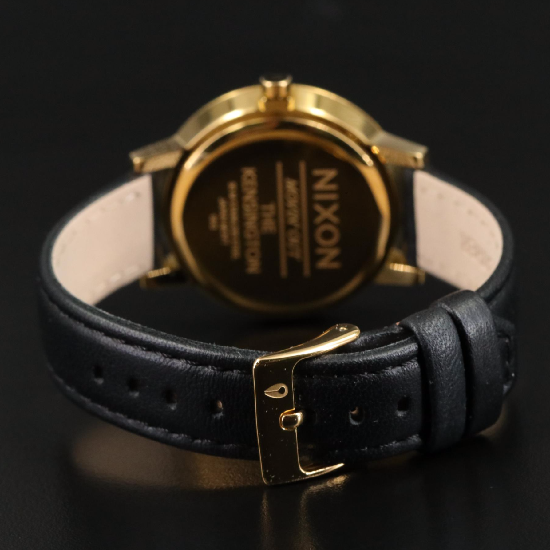 Nixon The Kensington Leather Gold Toned Quartz Watch with Black Dial