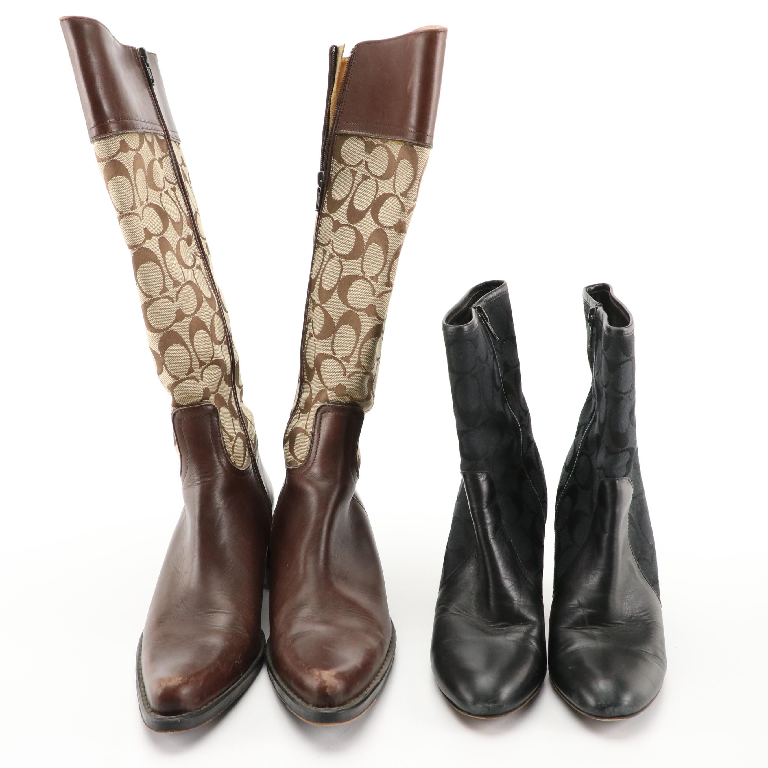 Coach Olivia Brown Signature Tall Boots & Melinda Black Signature Ankle Booties