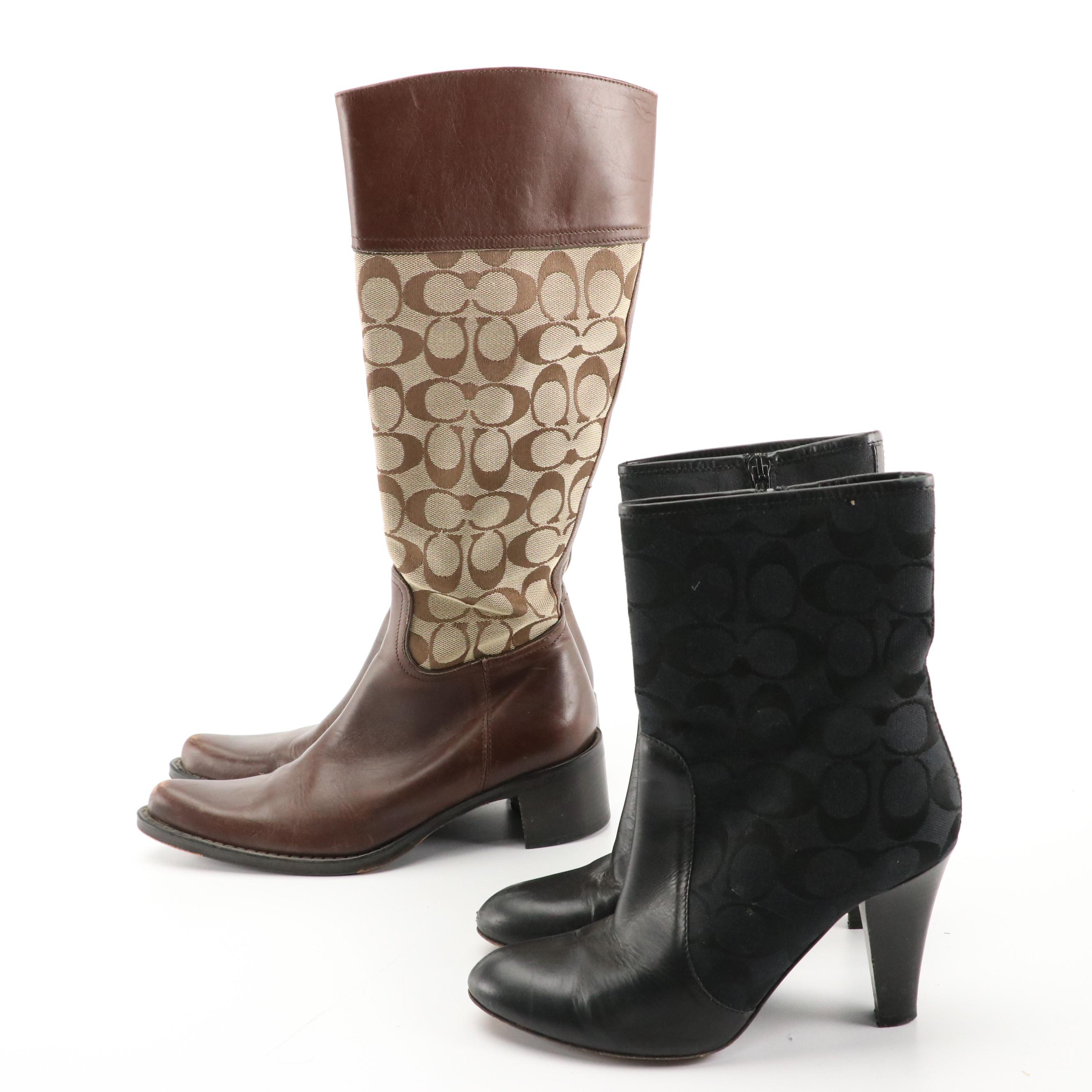 Coach Olivia Brown Signature Tall Boots & Melinda Black Signature Ankle Booties