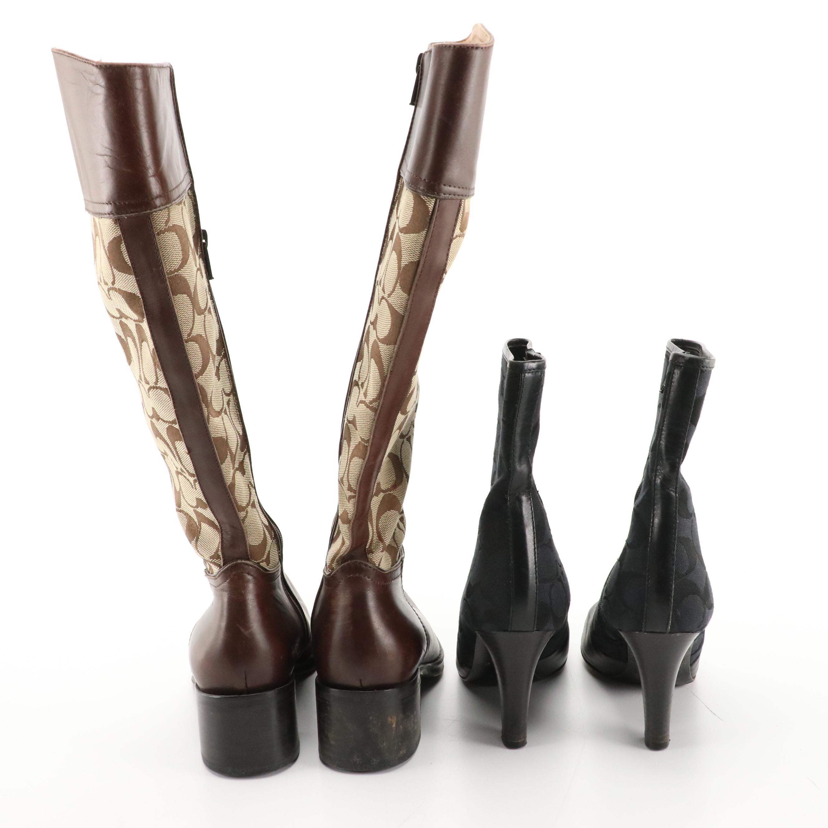 Coach Olivia Brown Signature Tall Boots & Melinda Black Signature Ankle Booties