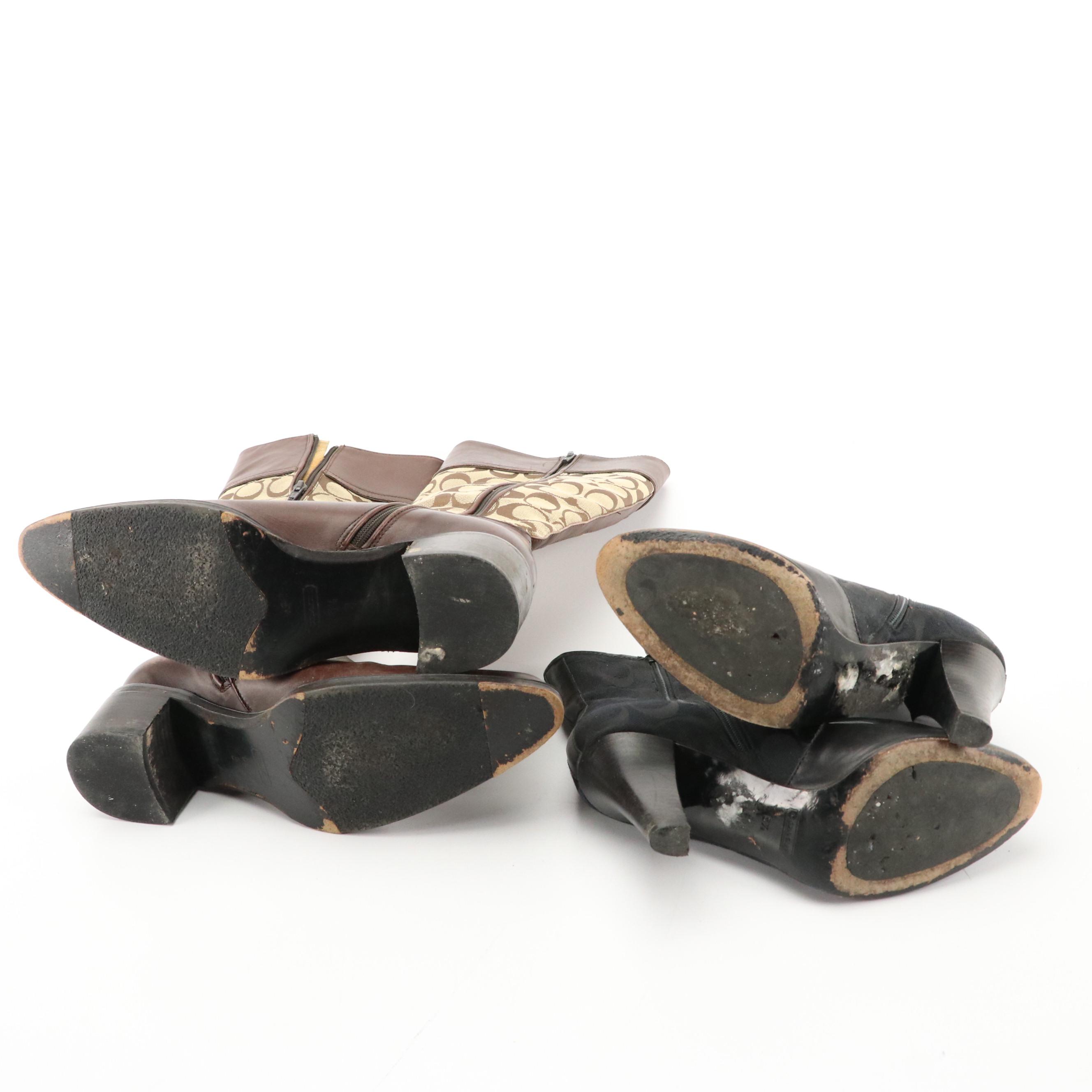 Coach Olivia Brown Signature Tall Boots & Melinda Black Signature Ankle Booties