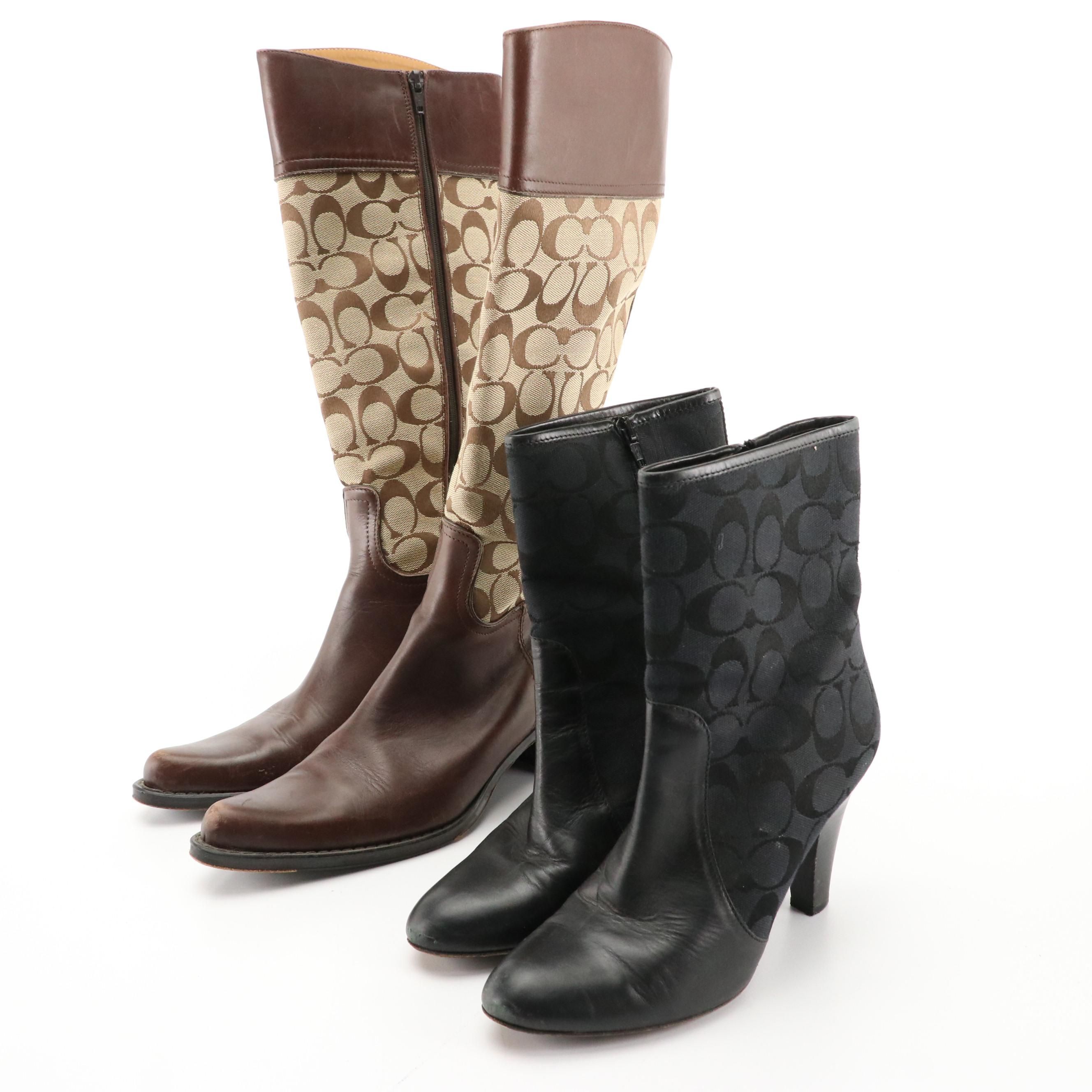 Coach Olivia Brown Signature Tall Boots & Melinda Black Signature Ankle Booties