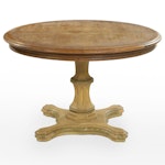 French Provincial Style Wooden Pedestal Dining Table, Circa 1970