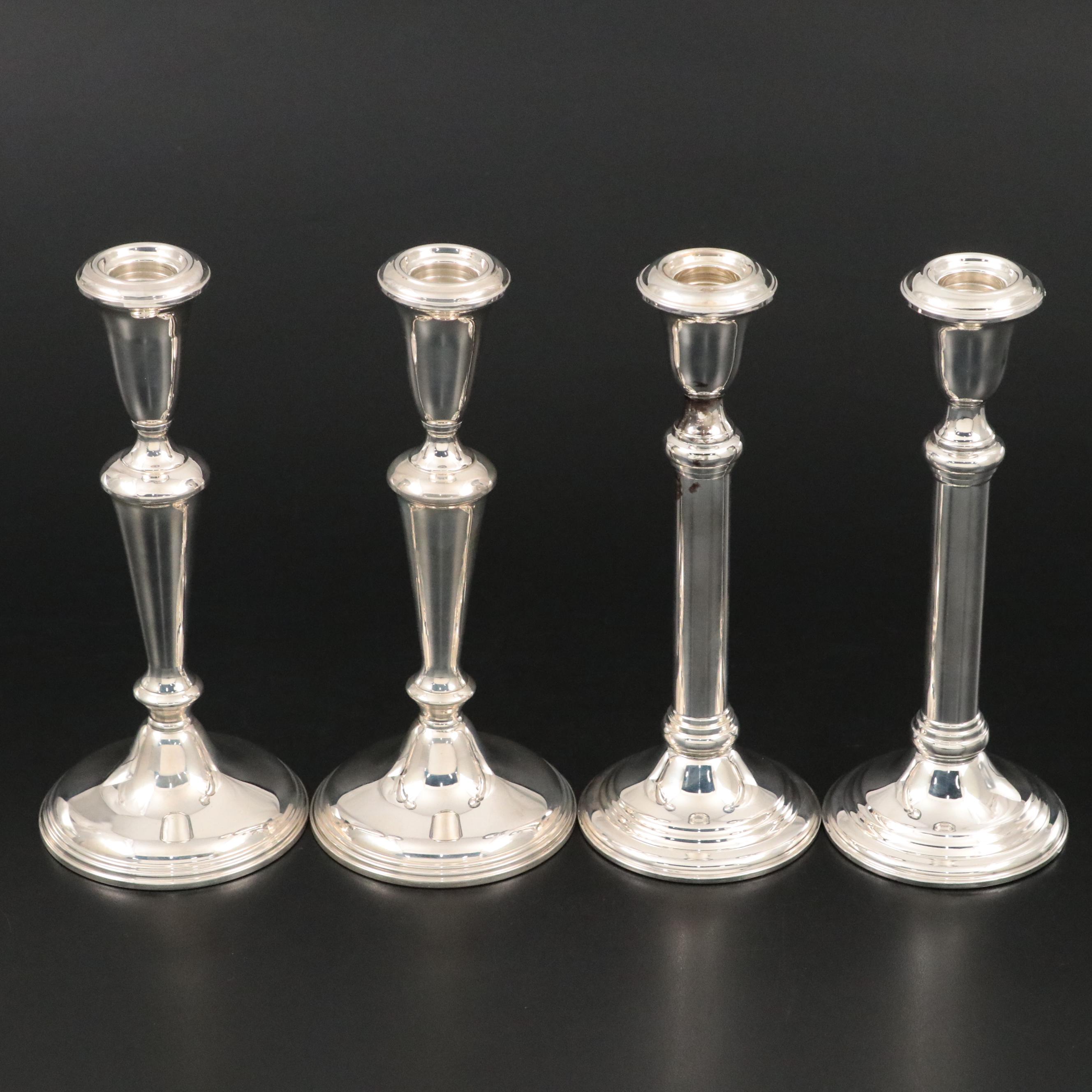 Pairs of Towle and Empire Weighted Sterling Silver Candlesticks