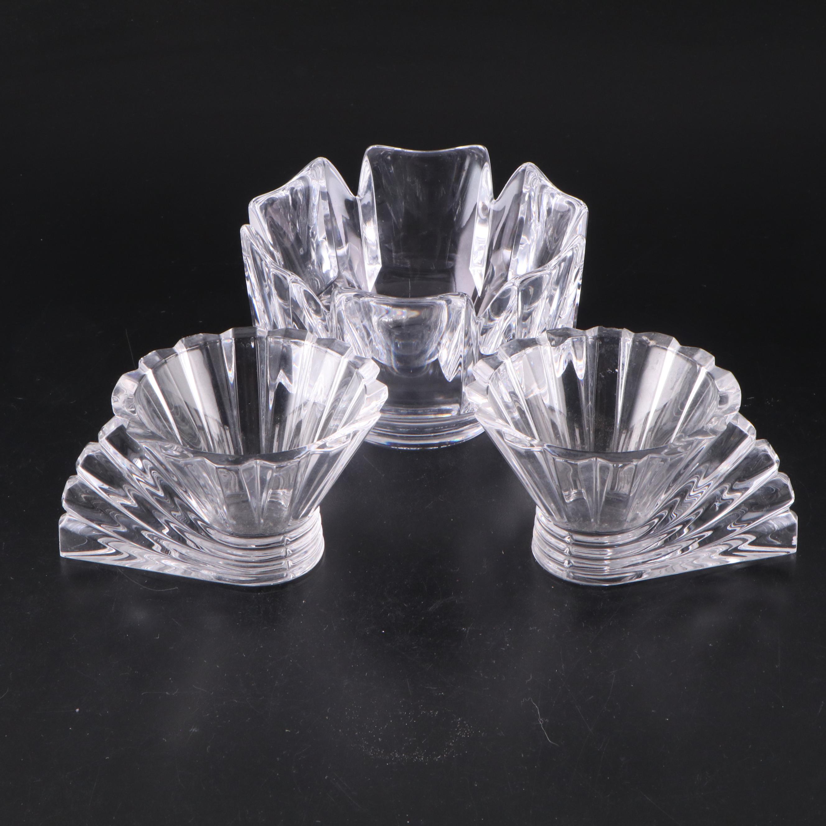 Orrefors "Corona" Crystal Bowl with Rosenthal Crystal Candle Holders
