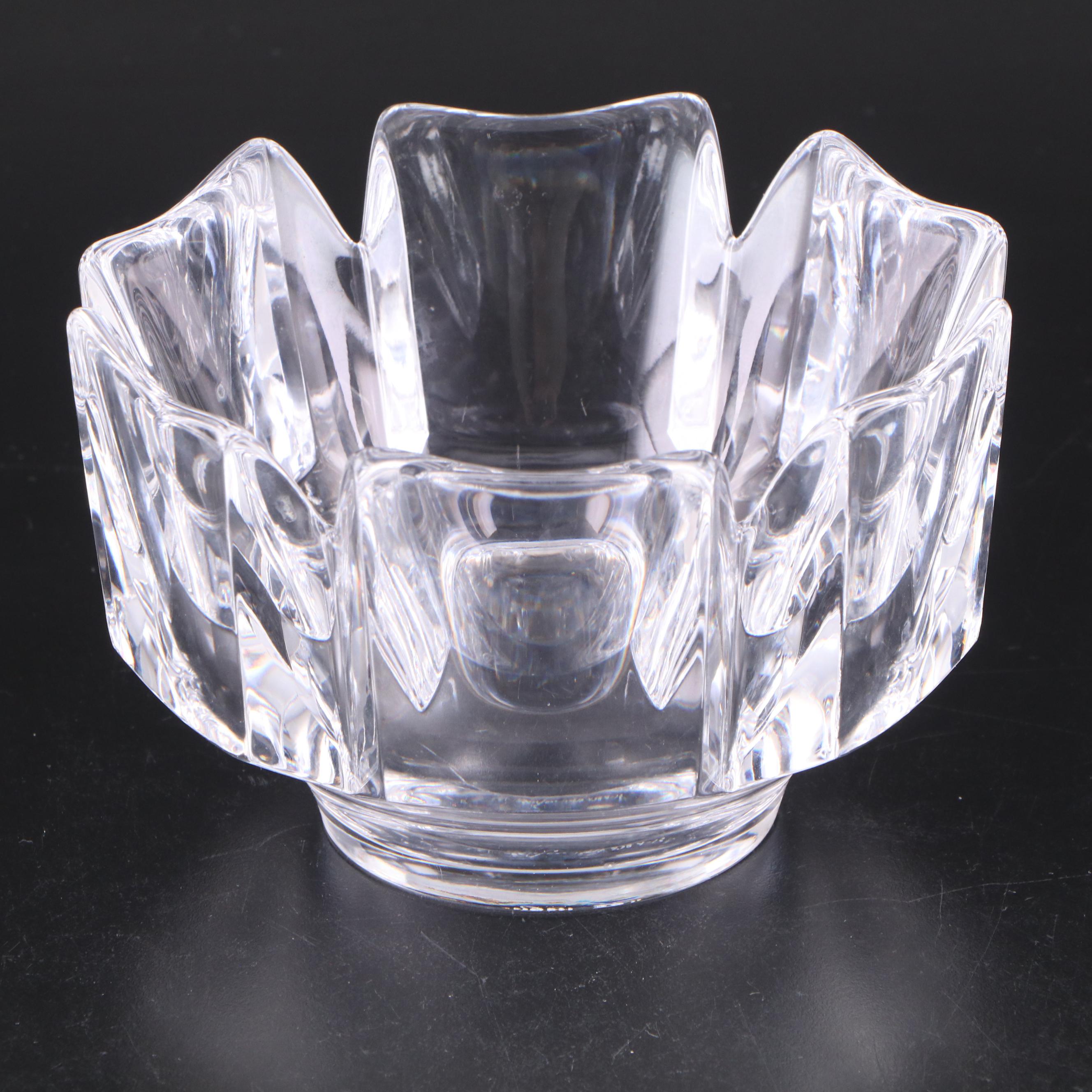 Orrefors "Corona" Crystal Bowl with Rosenthal Crystal Candle Holders