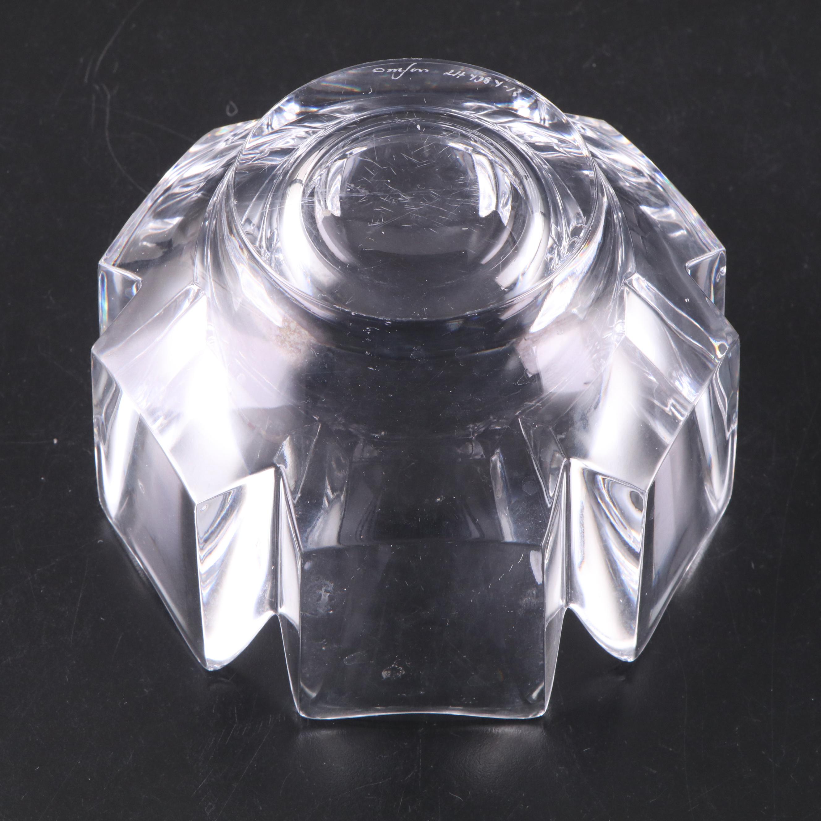 Orrefors "Corona" Crystal Bowl with Rosenthal Crystal Candle Holders