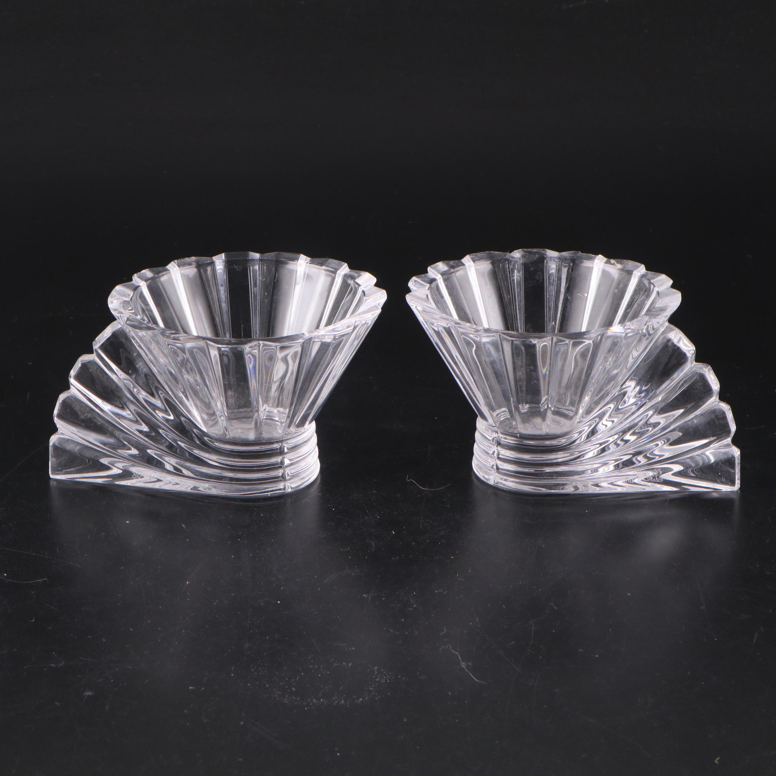 Orrefors "Corona" Crystal Bowl with Rosenthal Crystal Candle Holders