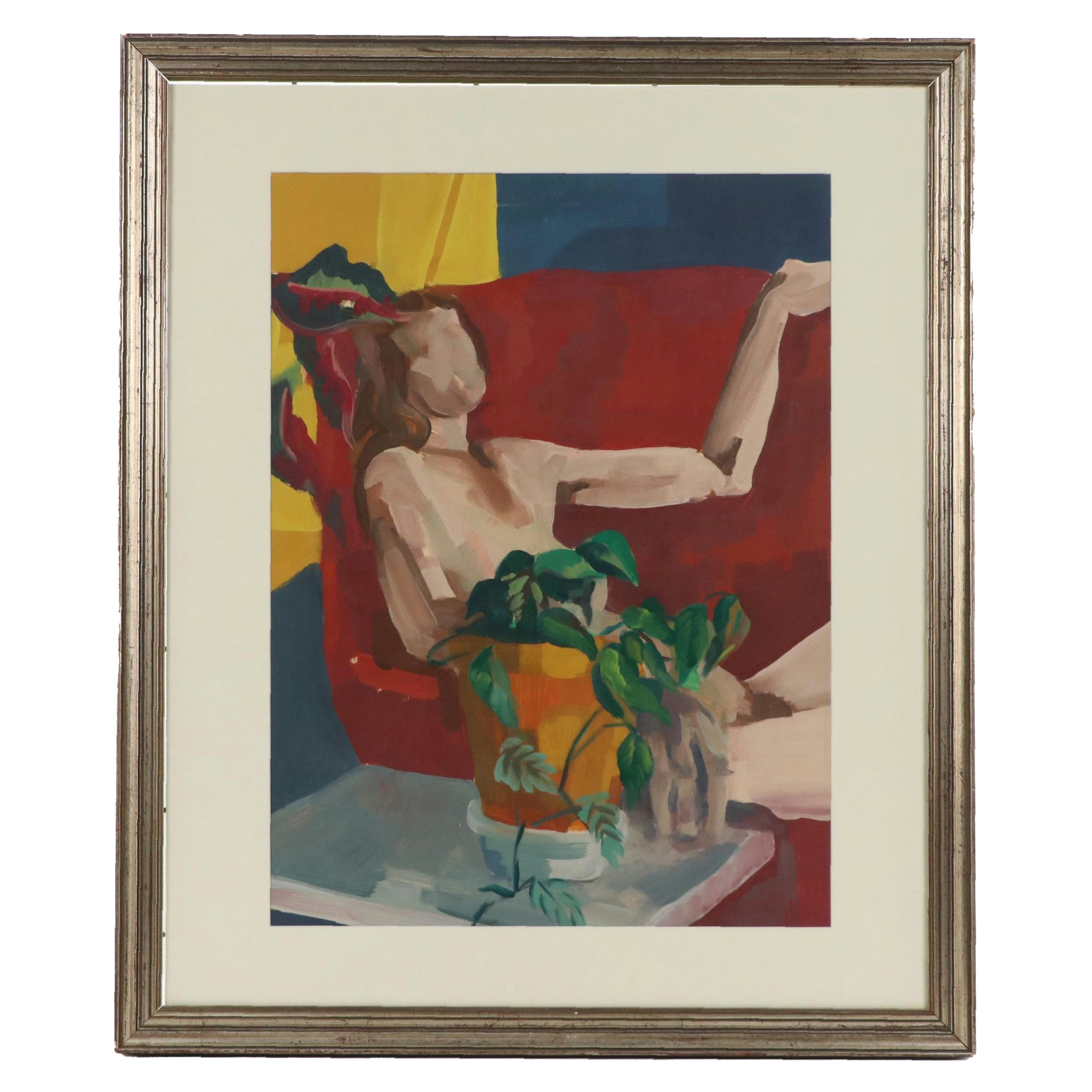 Walter Stomps Oil Figure Painting of Reclining Nude