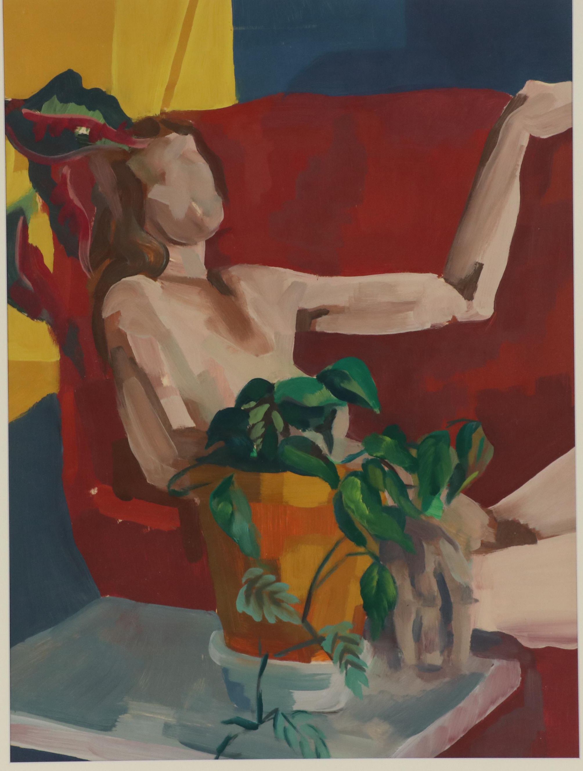 Walter Stomps Oil Figure Painting of Reclining Nude