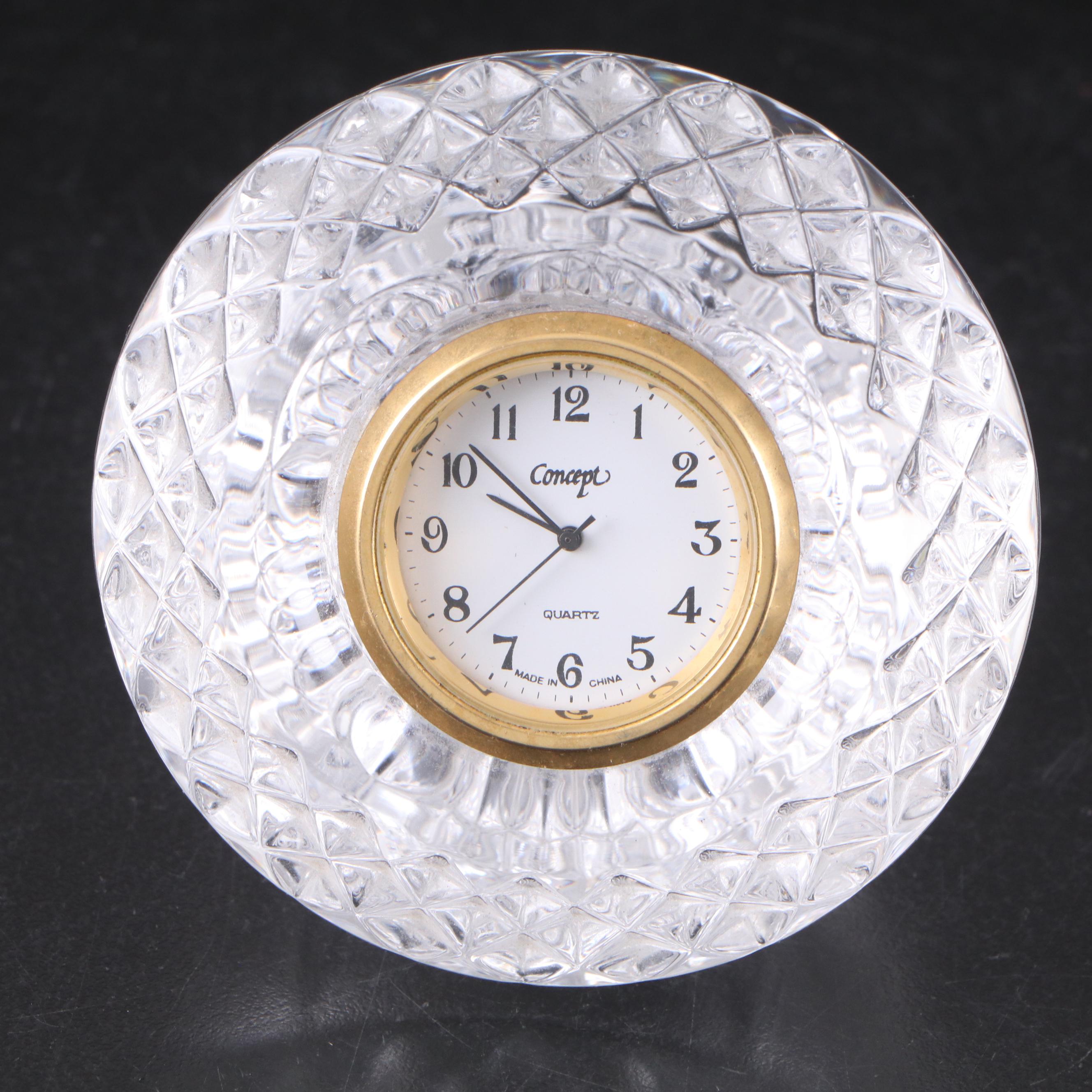 Concept and Tahari Home Faceted Crystal Desk Clocks