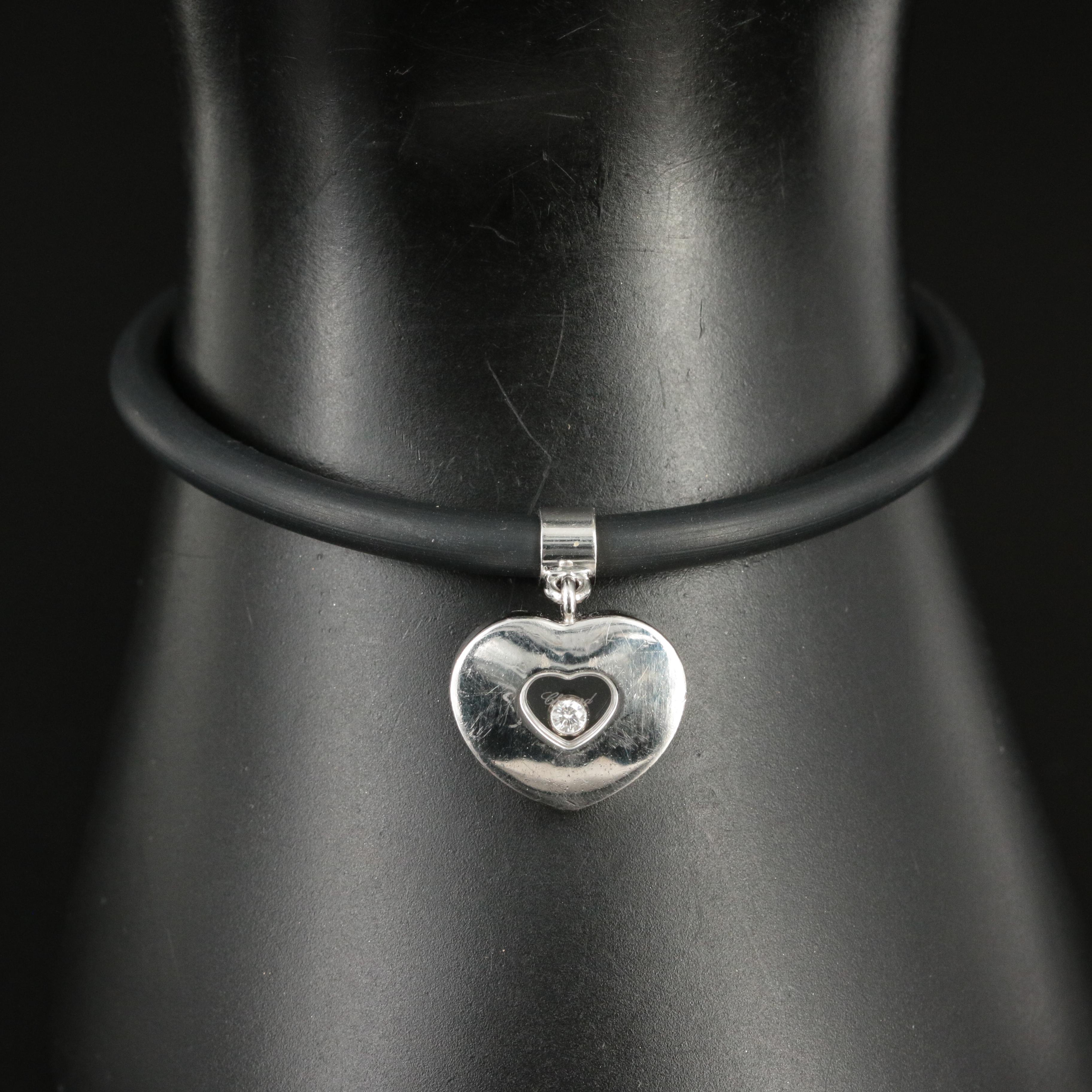 Chopard "Happy Diamonds" 18K Floating Diamond Heart Charm Bracelet