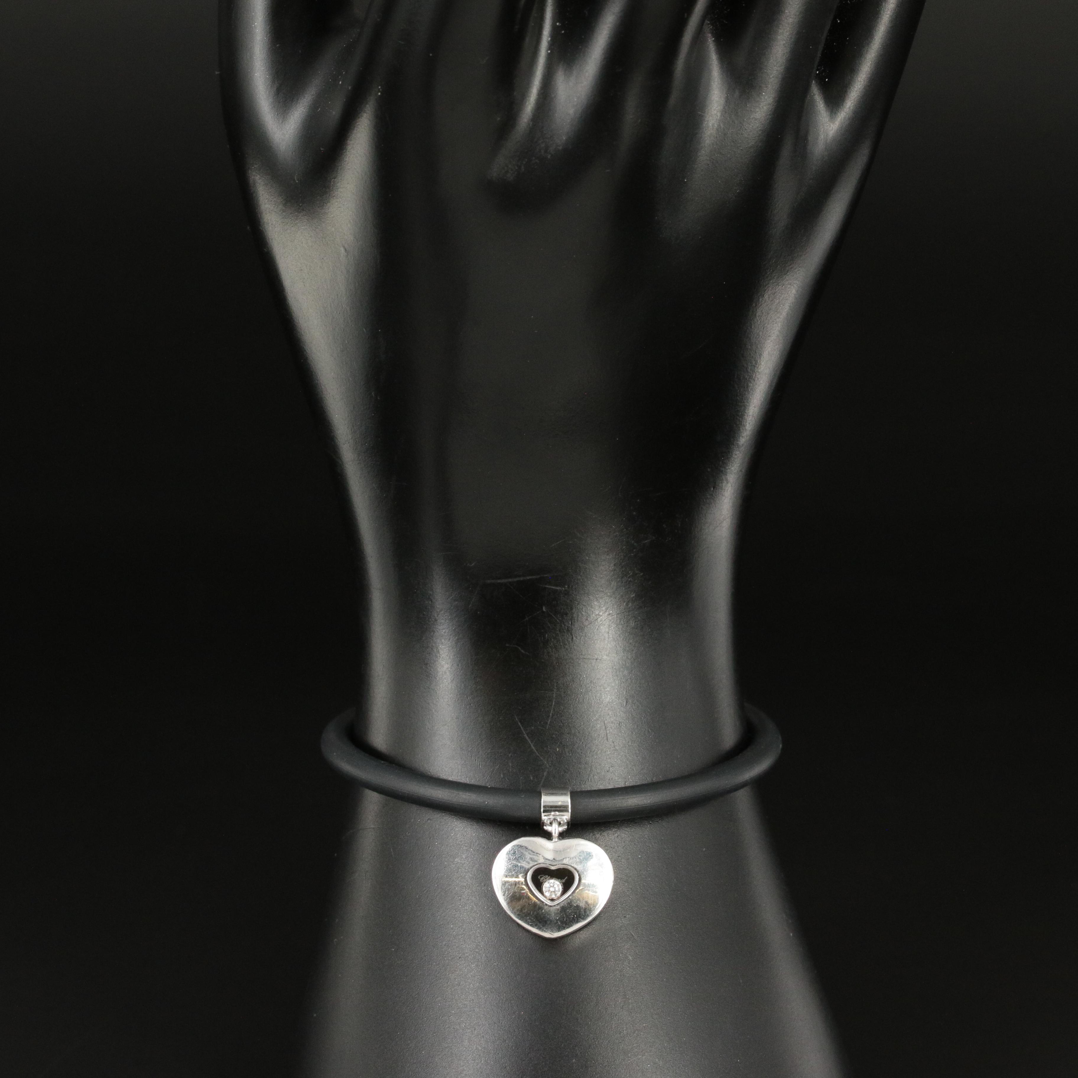 Chopard "Happy Diamonds" 18K Floating Diamond Heart Charm Bracelet