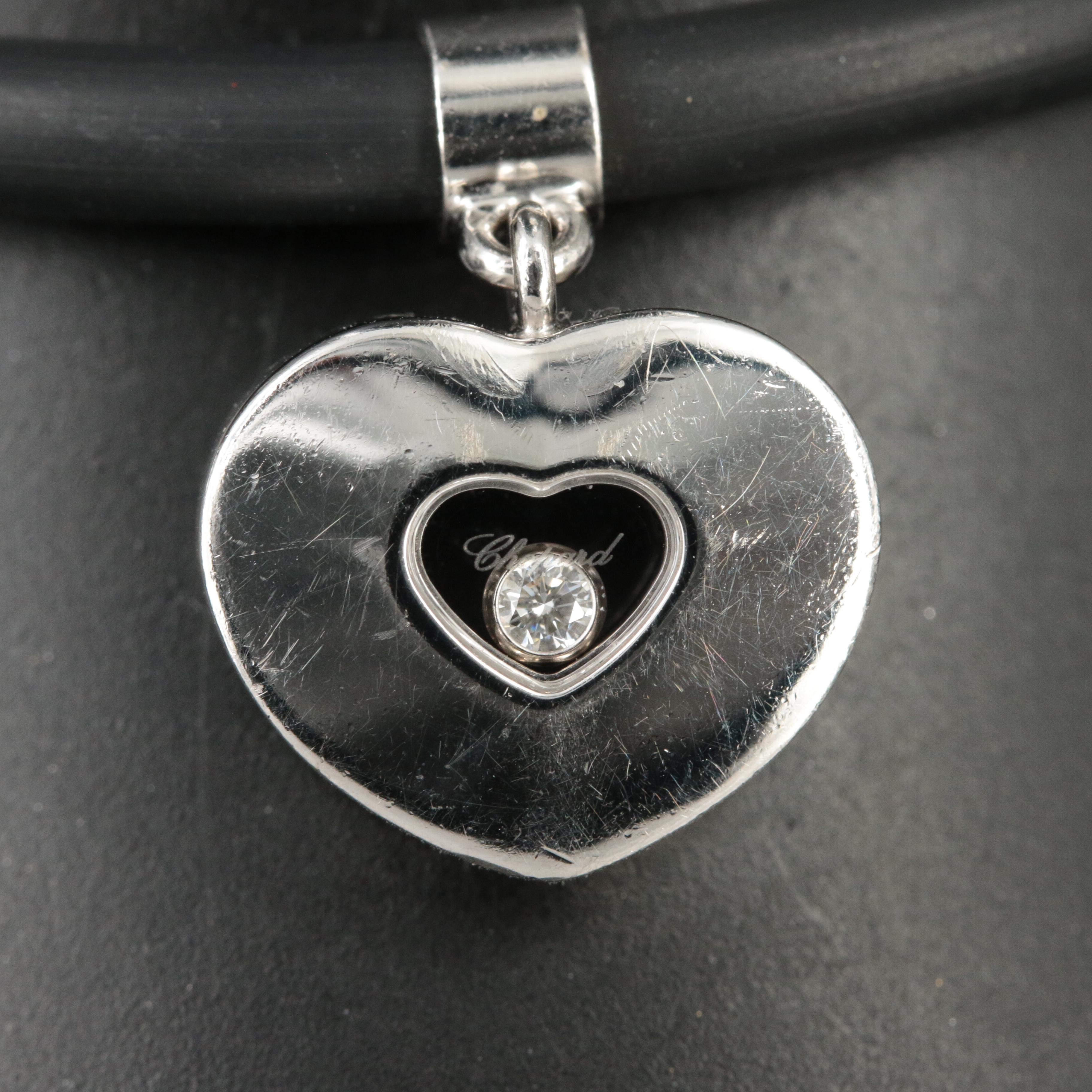 Chopard "Happy Diamonds" 18K Floating Diamond Heart Charm Bracelet