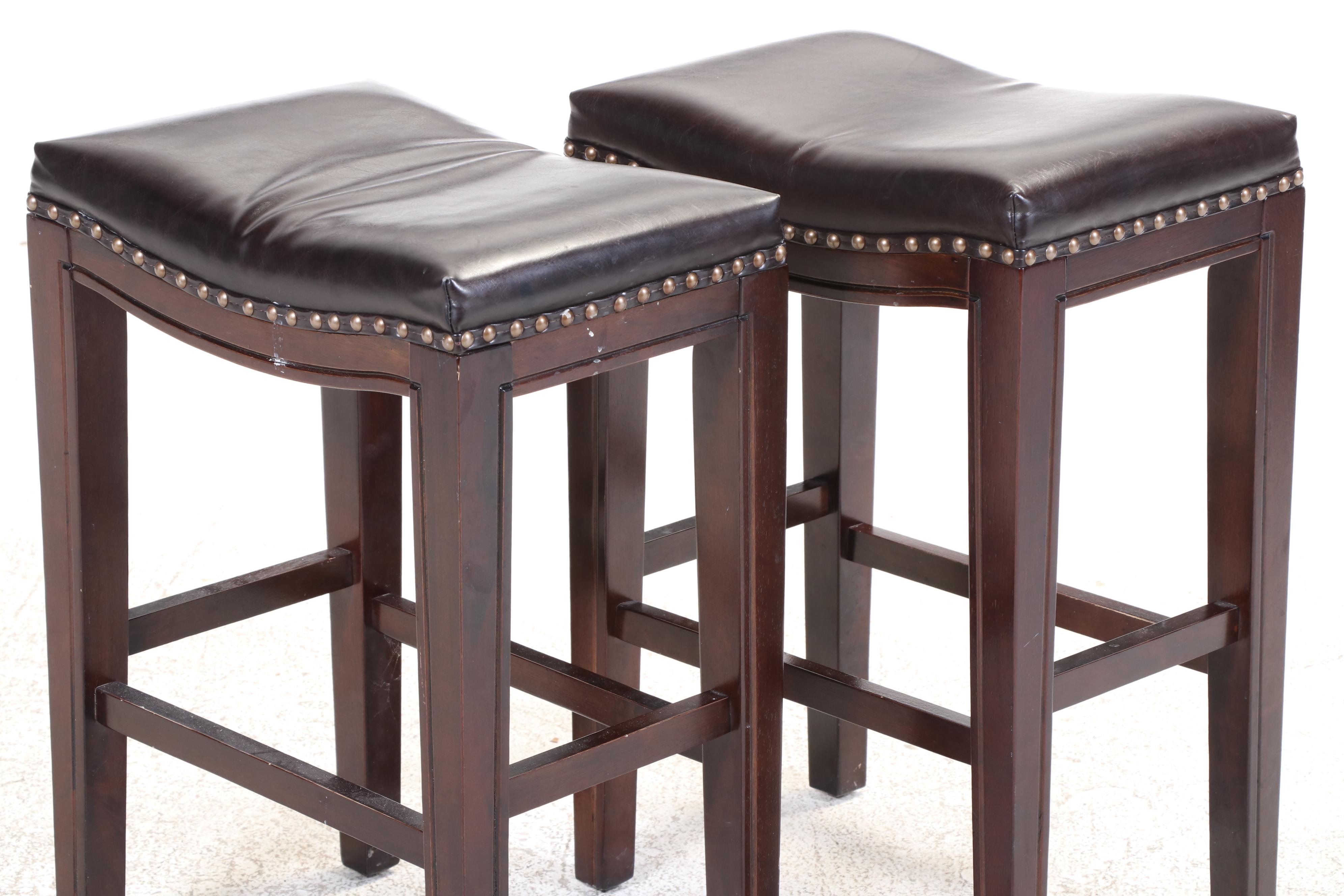 Pair of Noble House Home Furnishings Hardwood and FauxLeather Counter