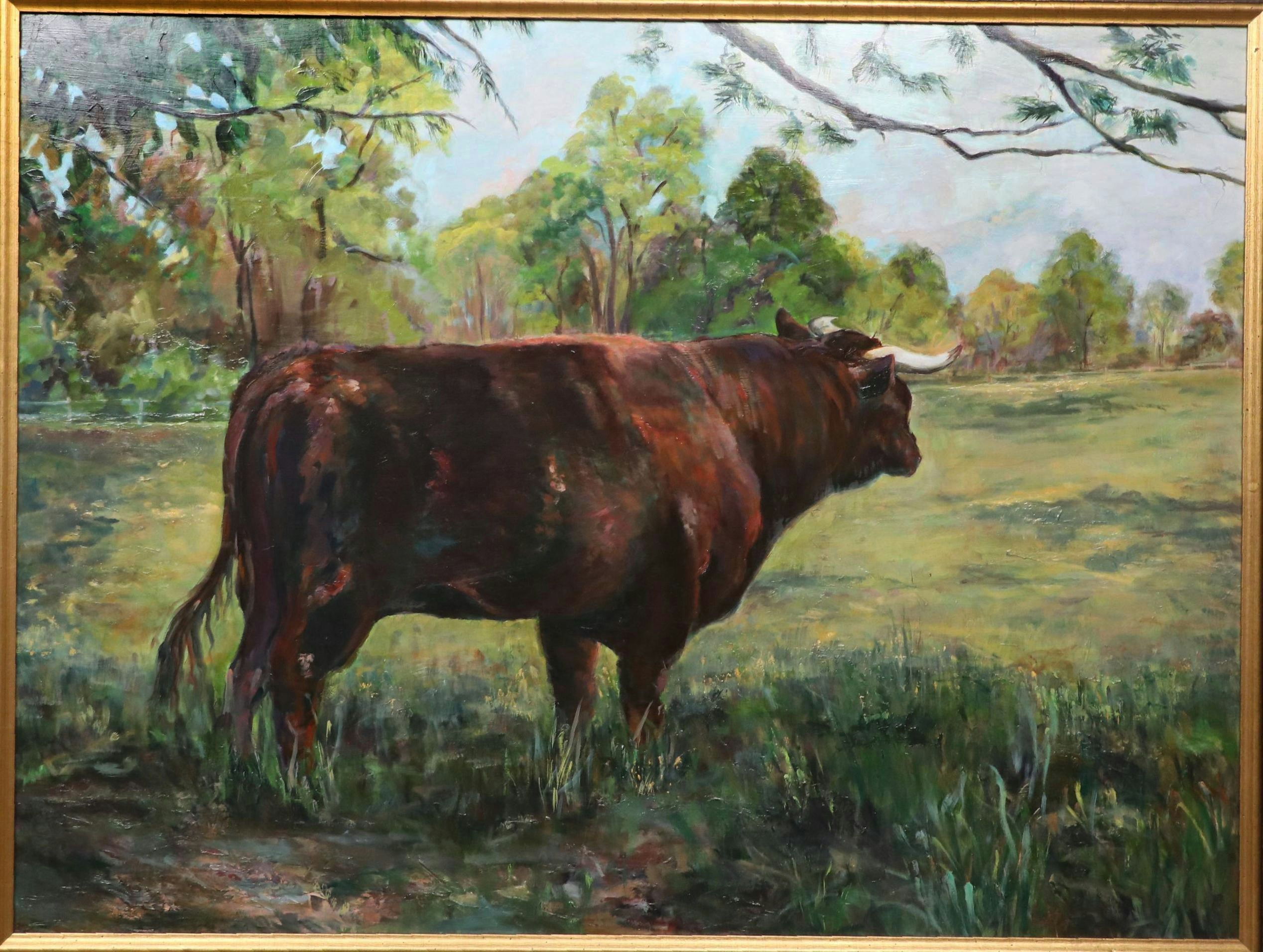 Diane Corman Oil Painting "Lone Bull" EBTH
