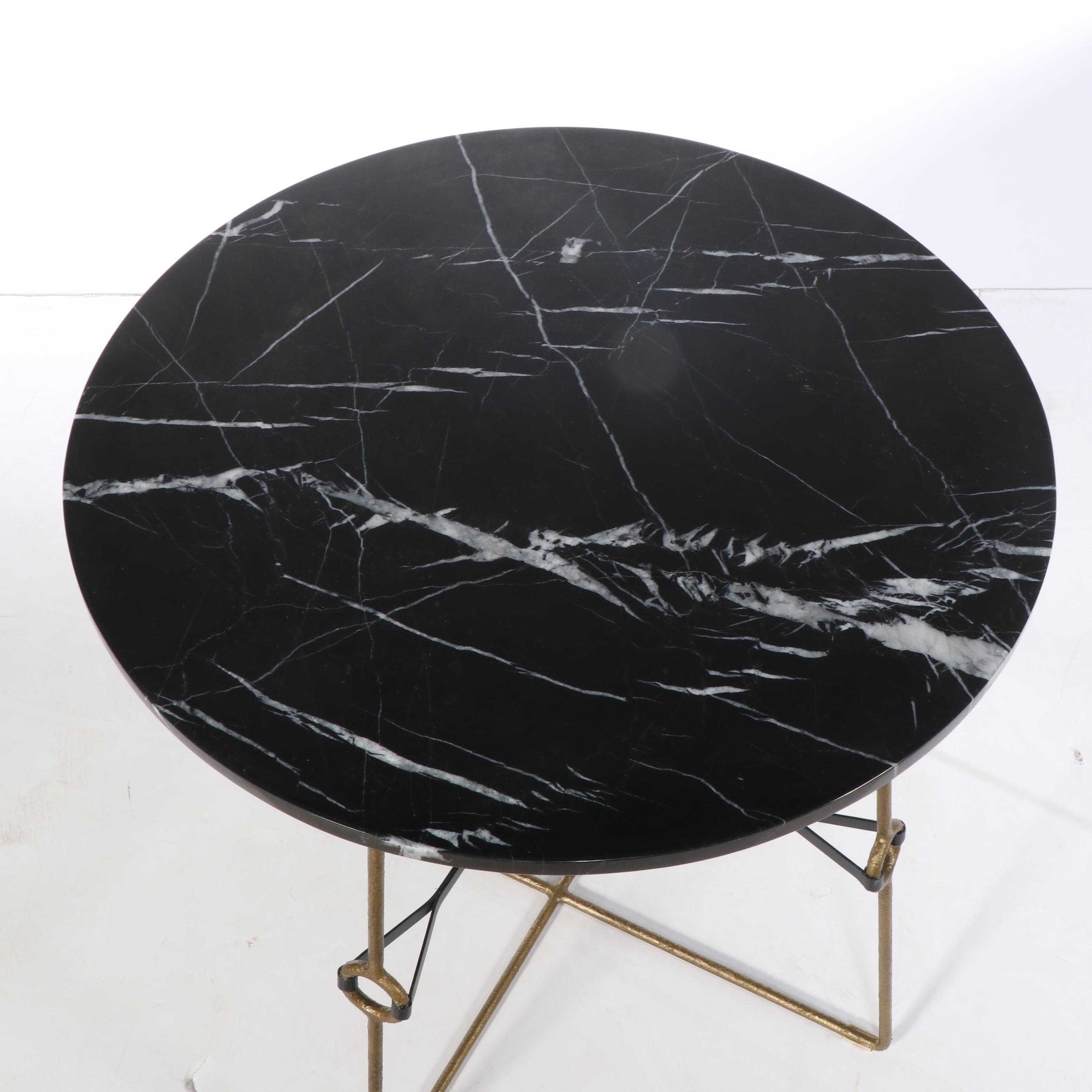 Gabby Iron and Black Marble Top "Stefan"  Side Table