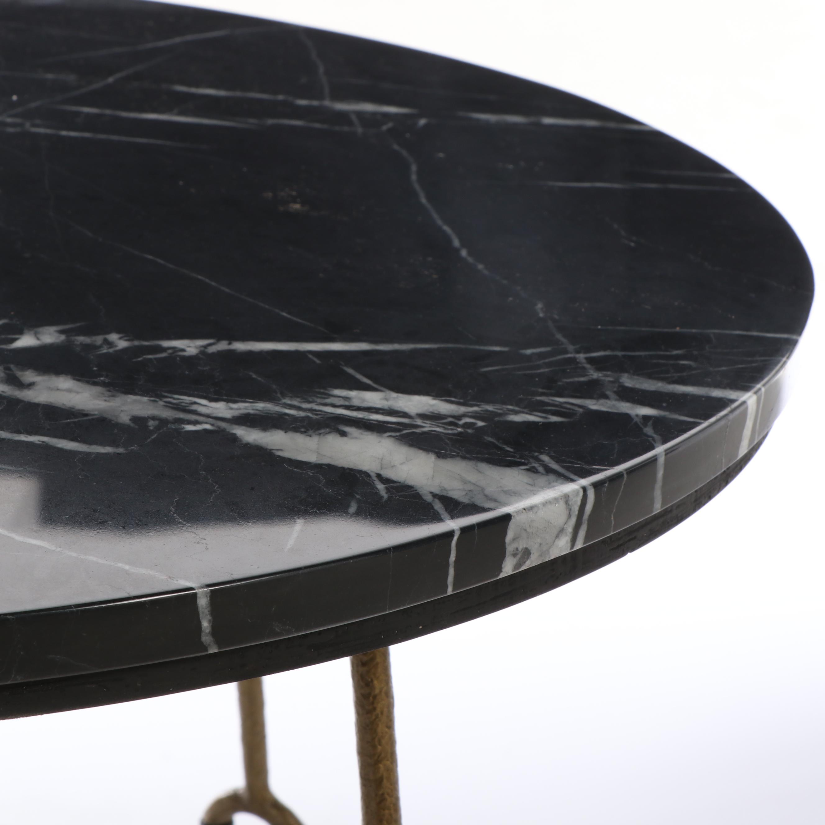 Gabby Iron and Black Marble Top "Stefan"  Side Table