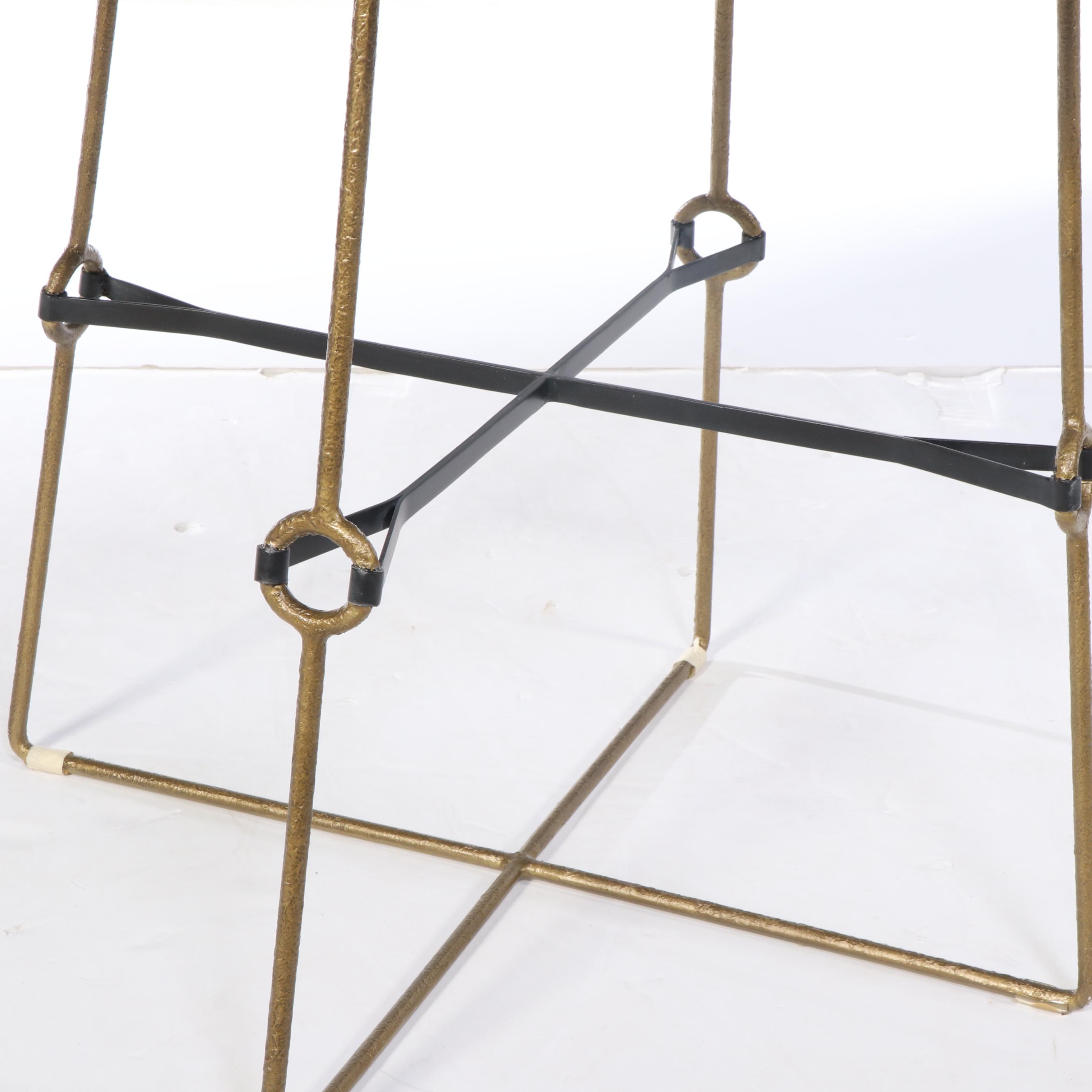 Gabby Iron and Black Marble Top "Stefan"  Side Table