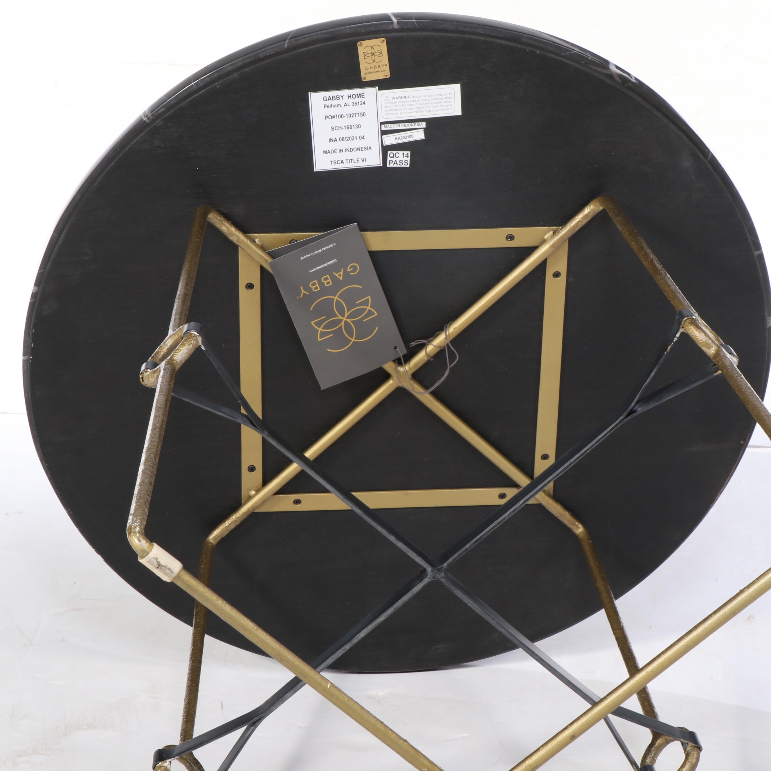 Gabby Iron and Black Marble Top "Stefan"  Side Table