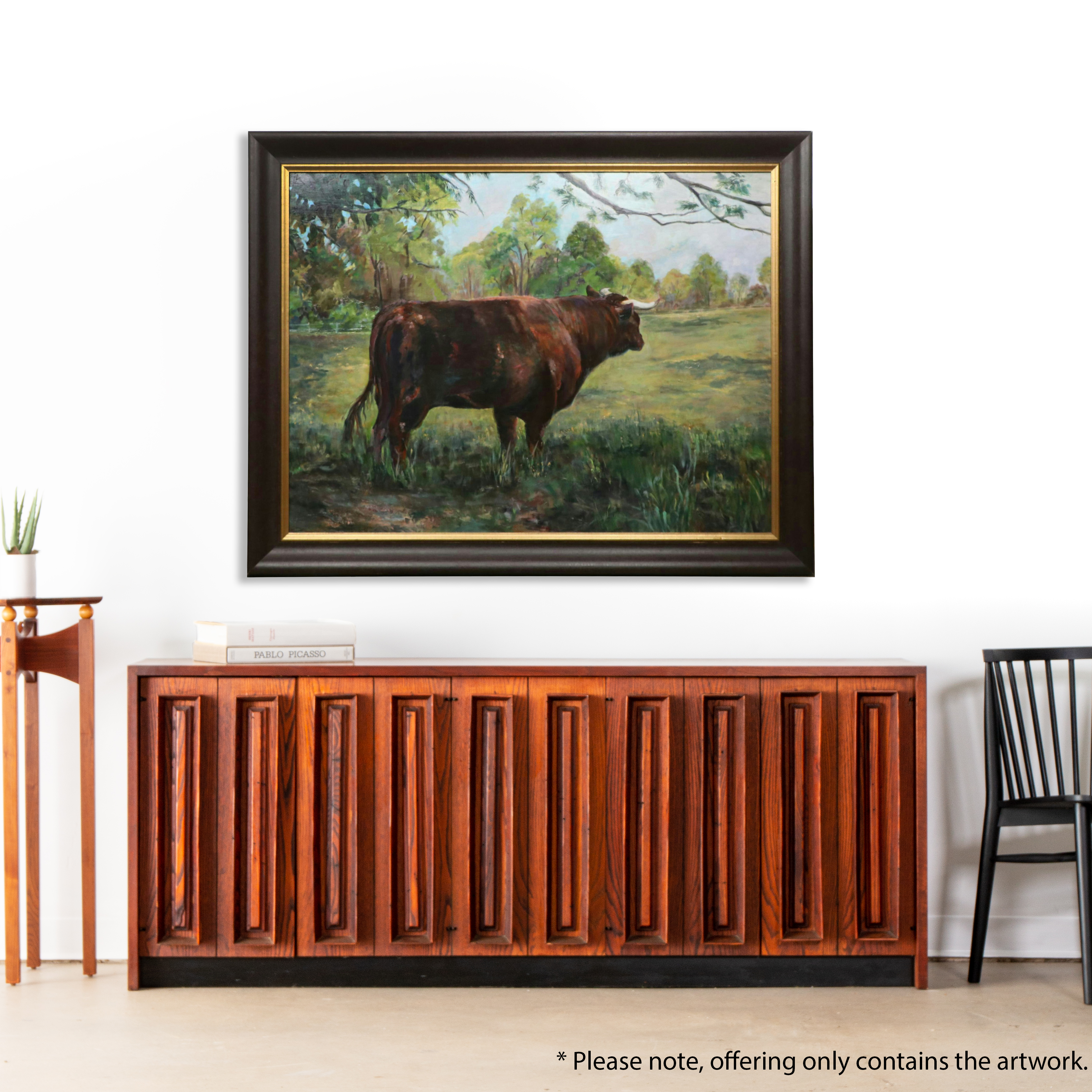 Diane Corman Oil Painting "Lone Bull" EBTH