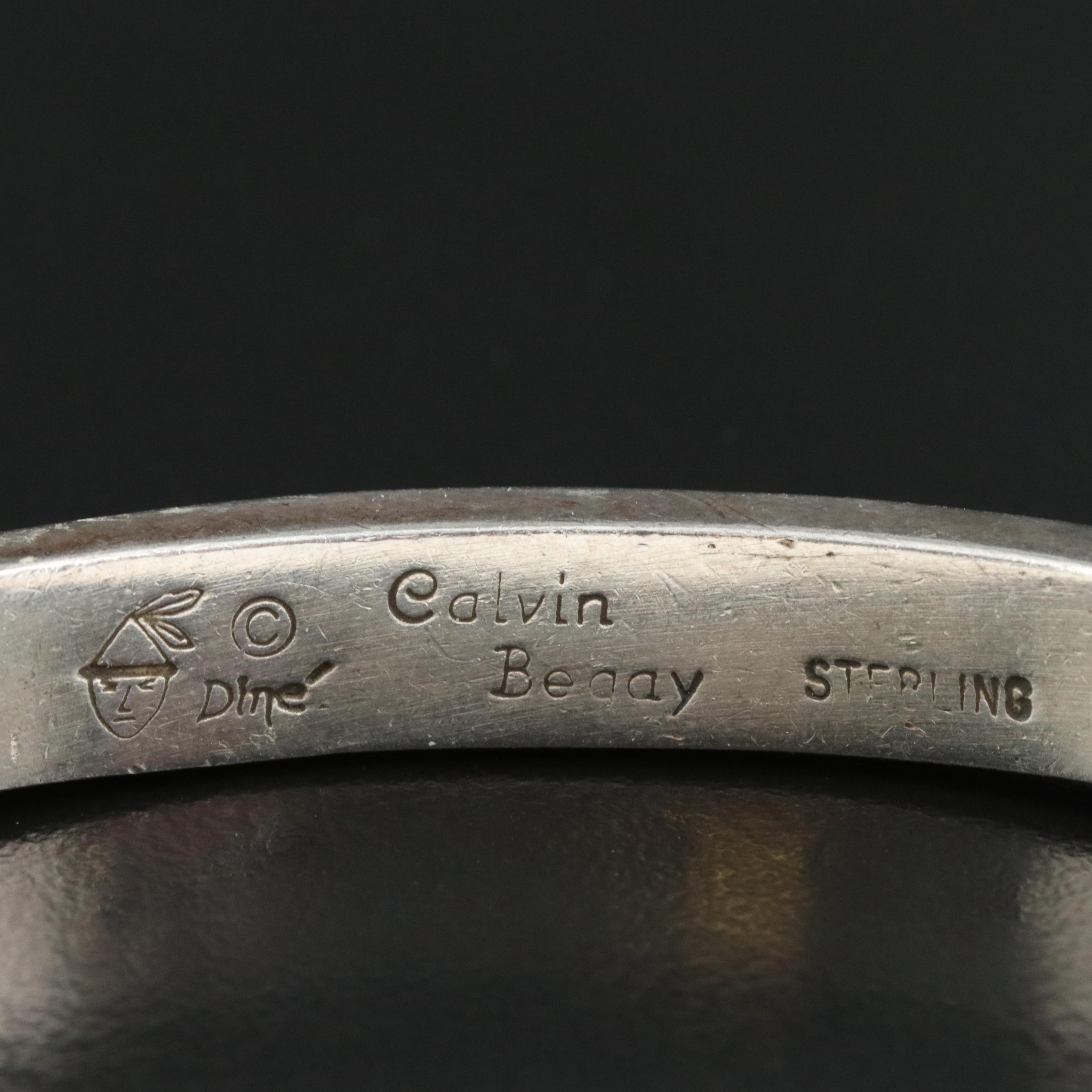 Calvin Begay Navajo Diné Sterling Multi-Gemstone Inlay Cuff Bracelet