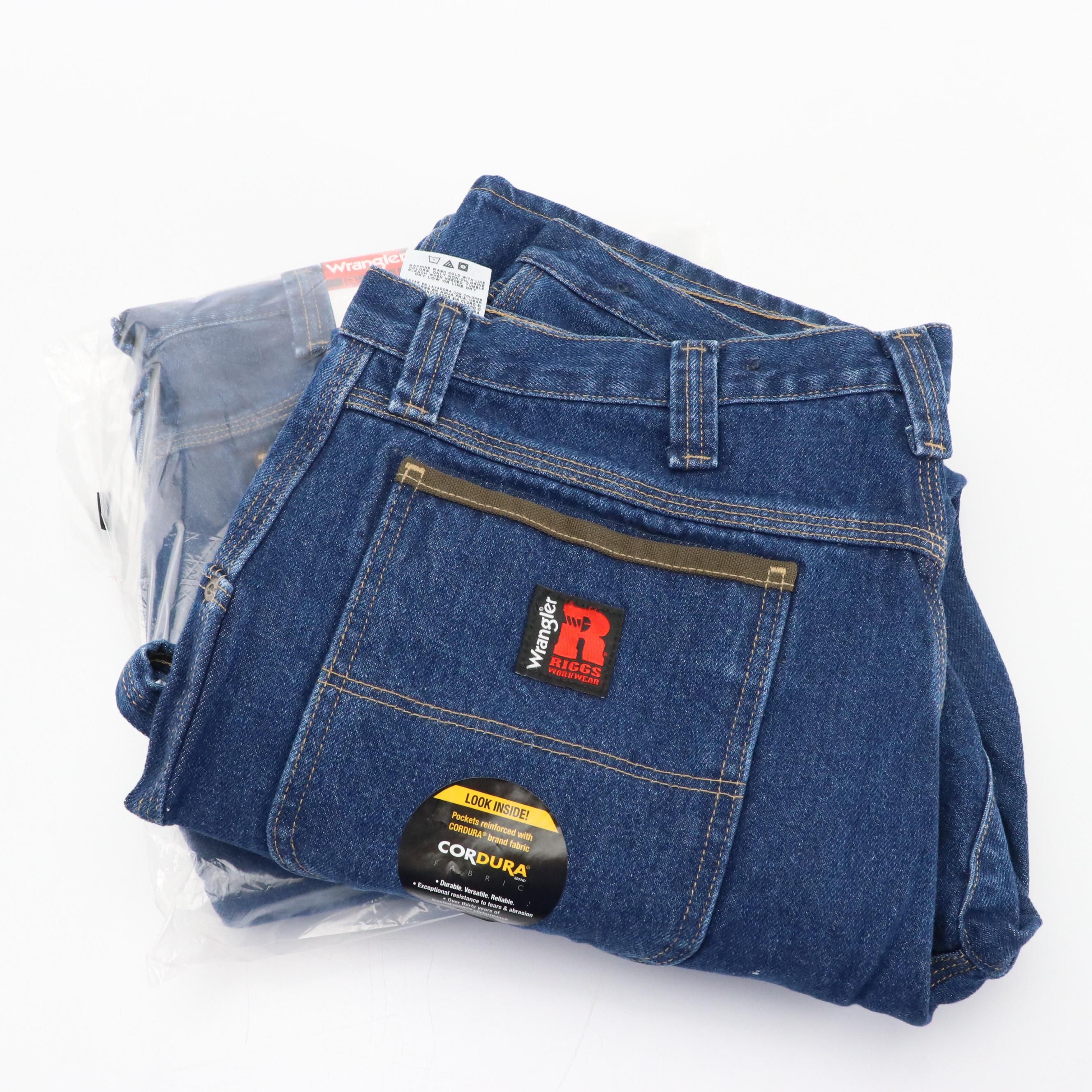 Men's Wrangler Riggs Workwear Dark Wash Denim Utility Jeans