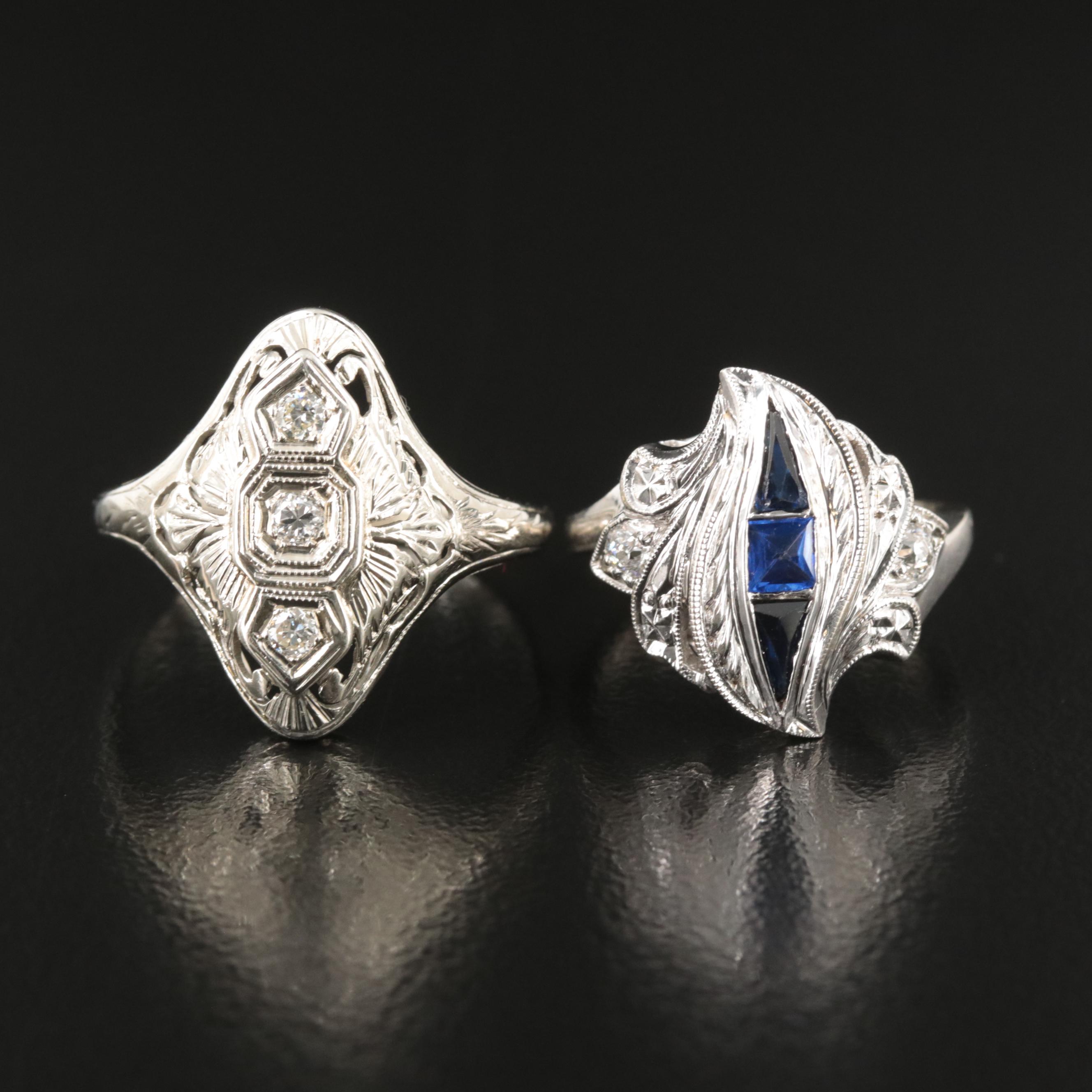 14K and 18K Garnet Glass Doublet, Sapphire and Diamond Rings