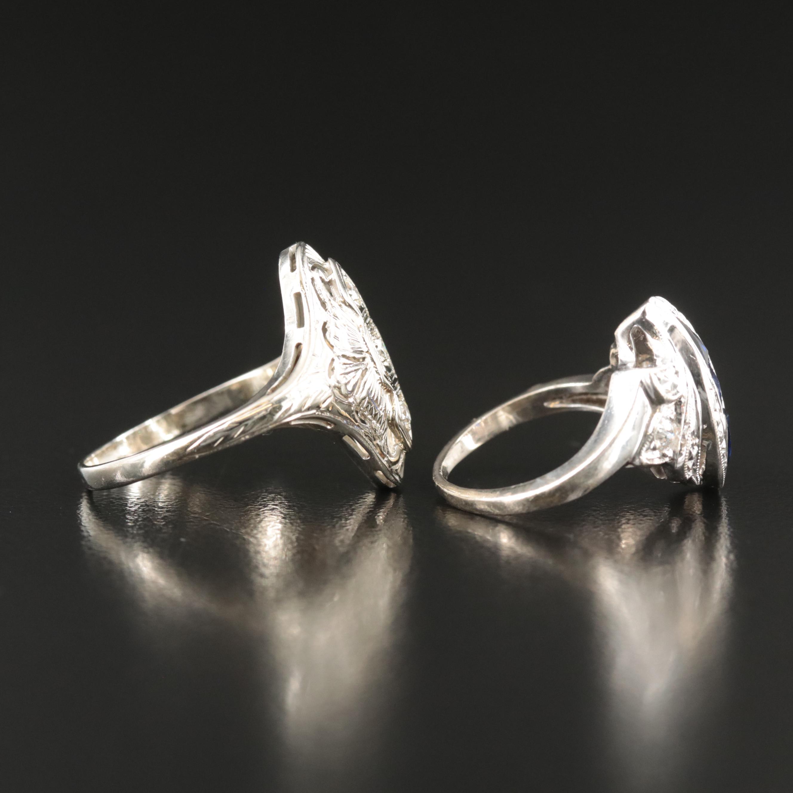 14K and 18K Garnet Glass Doublet, Sapphire and Diamond Rings