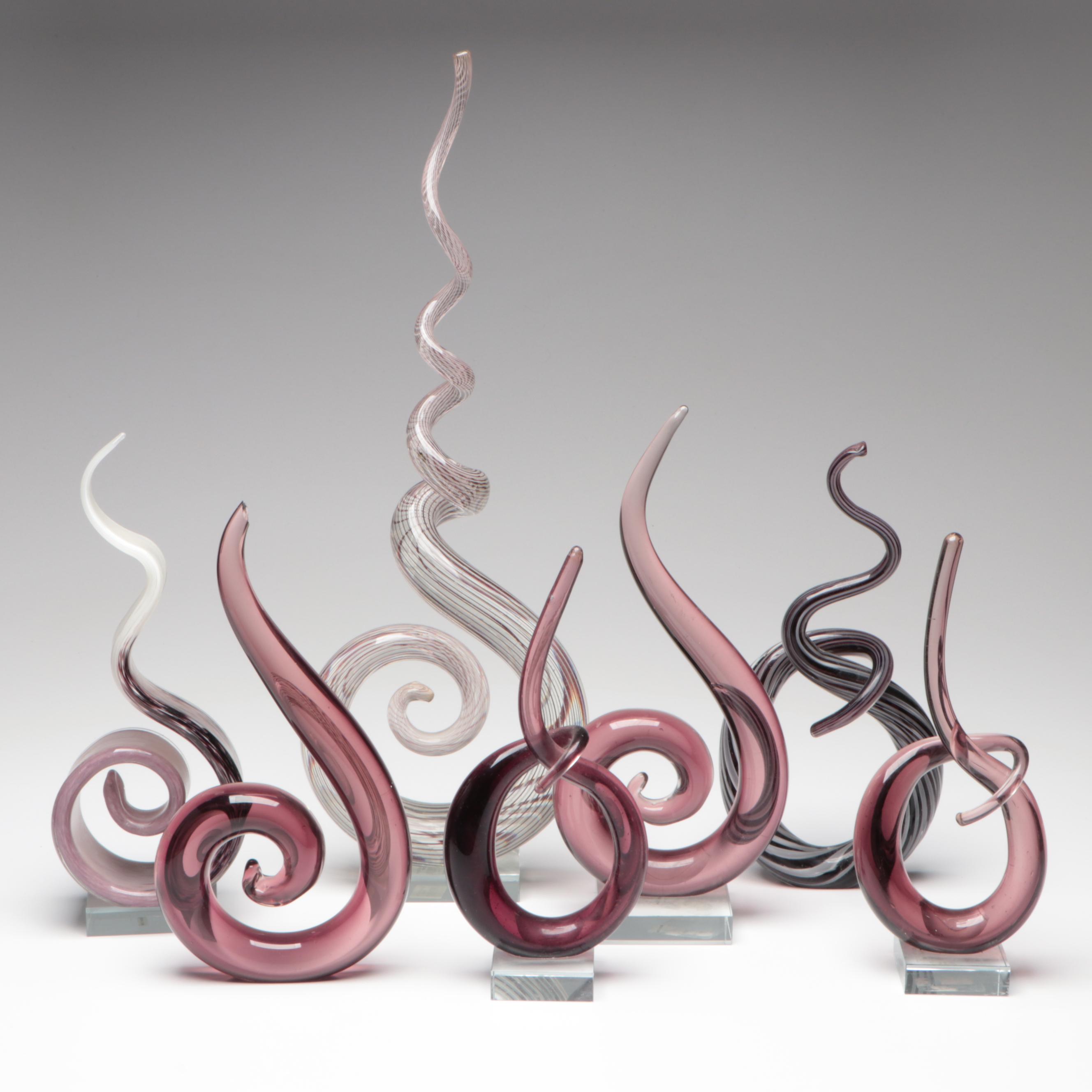 Blown Glass Spiral Sculptures