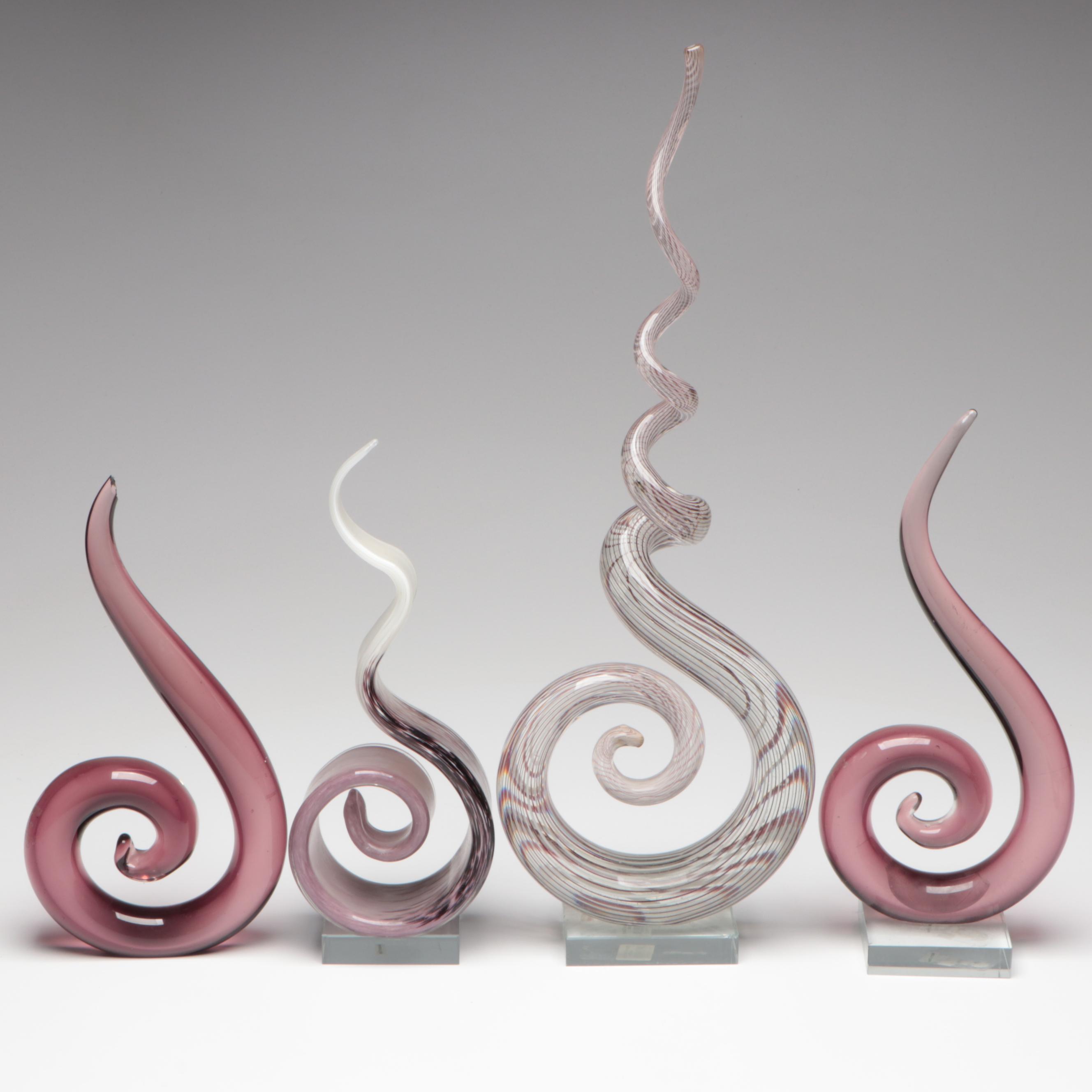Blown Glass Spiral Sculptures
