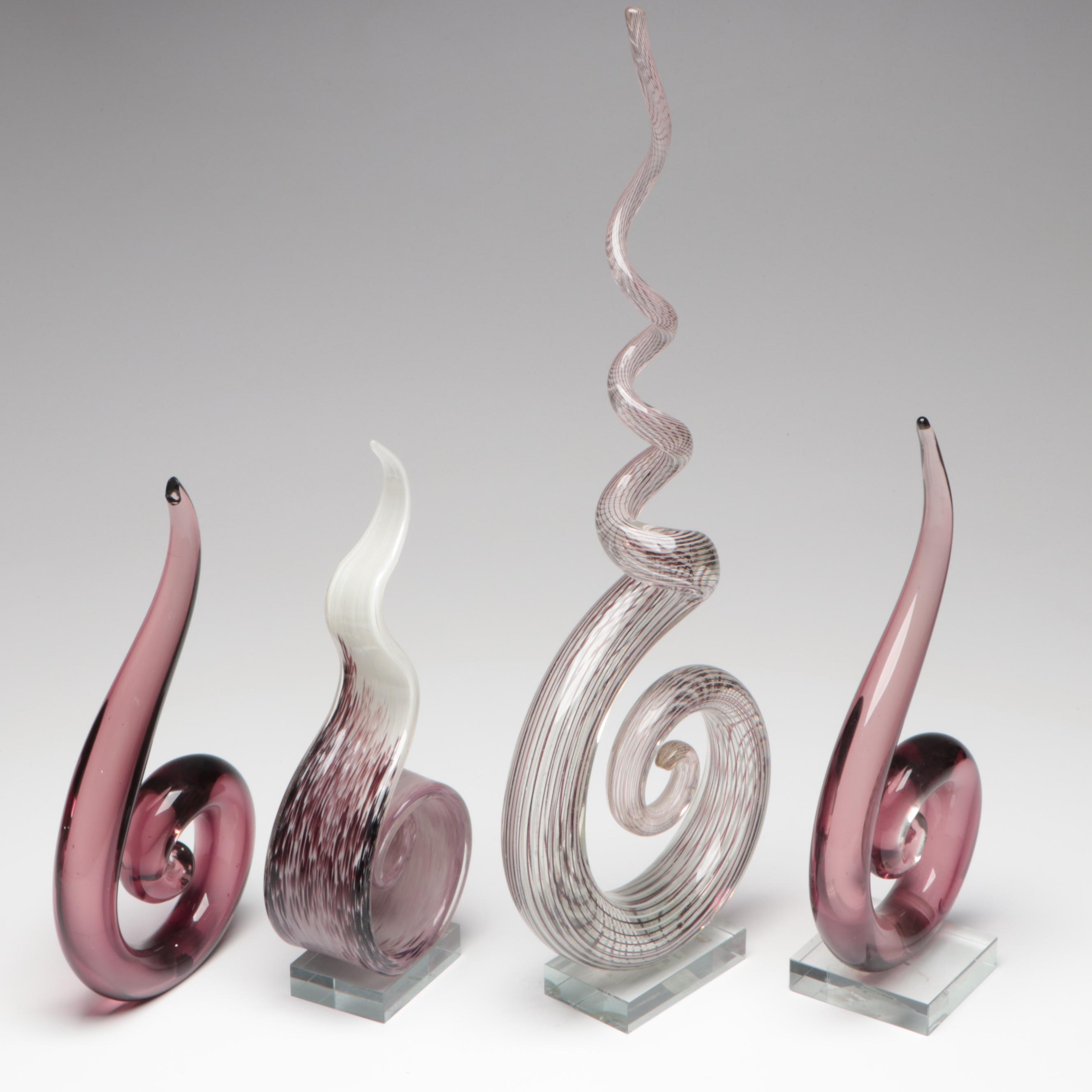 Blown Glass Spiral Sculptures