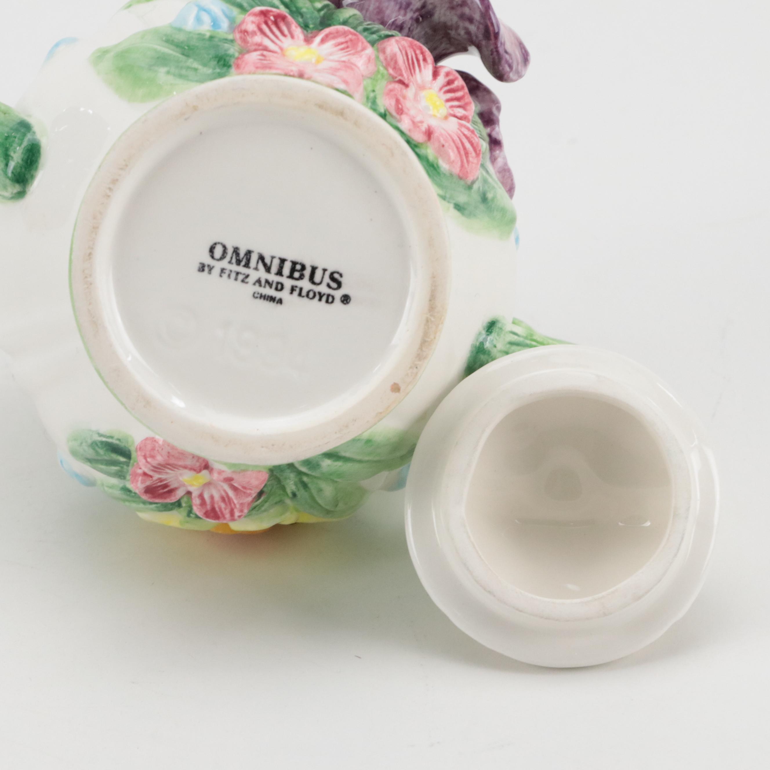 Fitz and Floyd Ceramic Tea Set and Vase