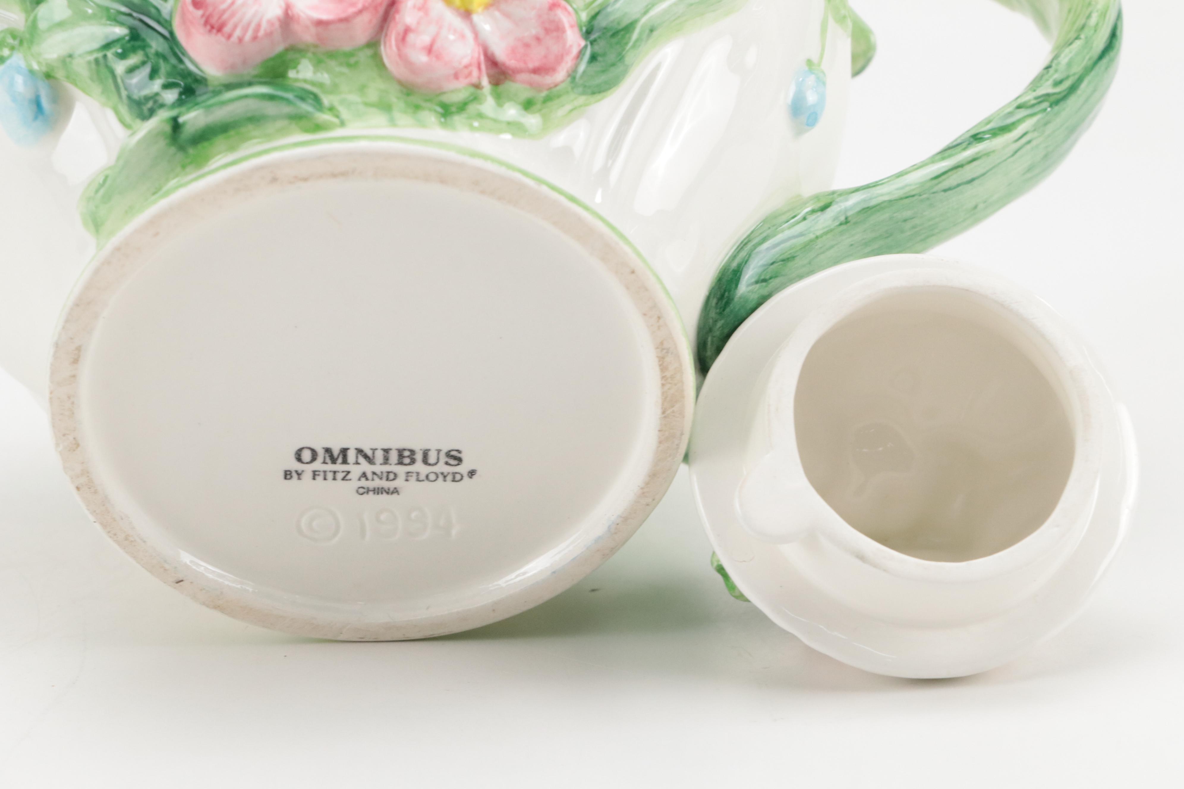 Fitz and Floyd Ceramic Tea Set and Vase