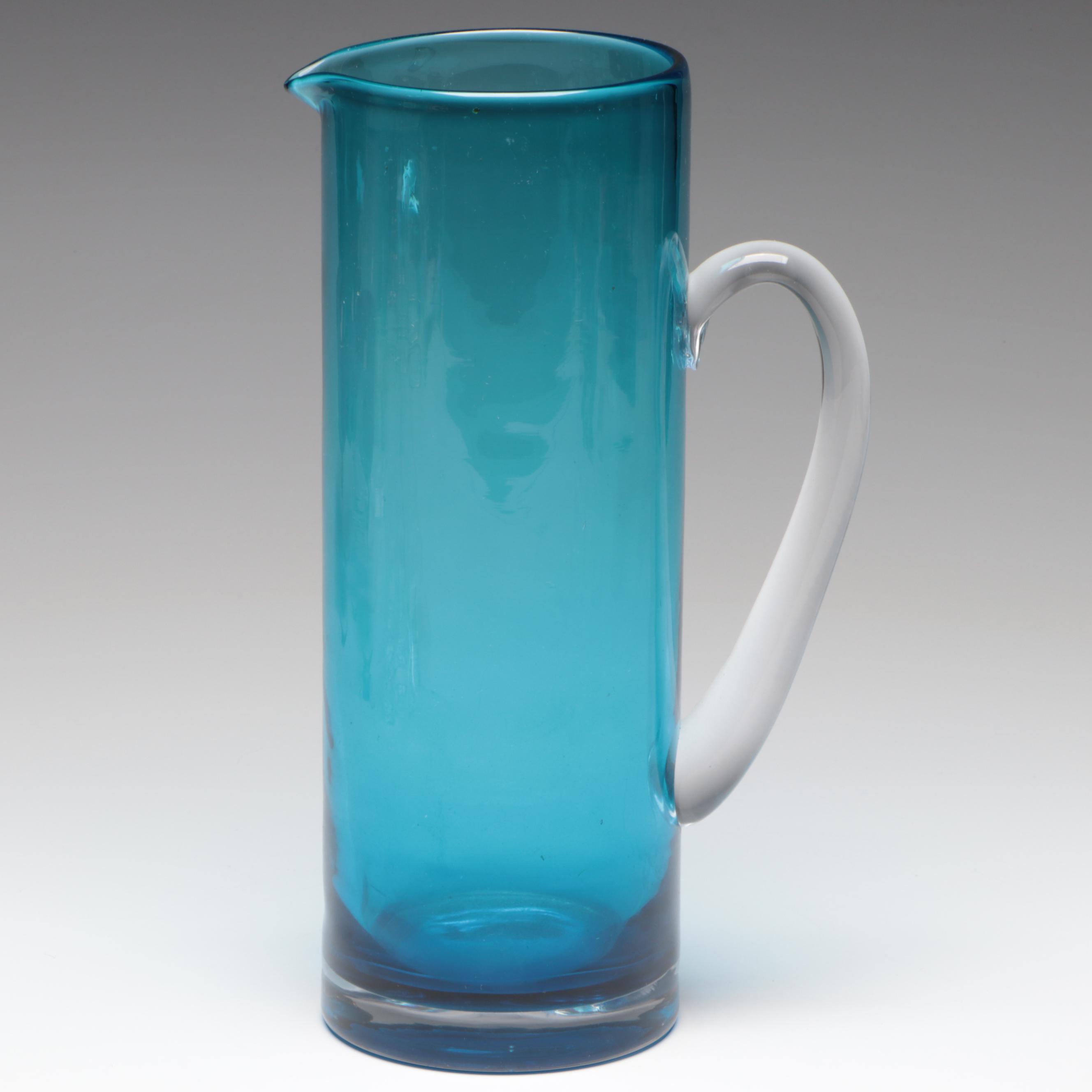 Carlo Moretti Style Gilt Blown Glass Tumblers with Pitcher, More Glasses