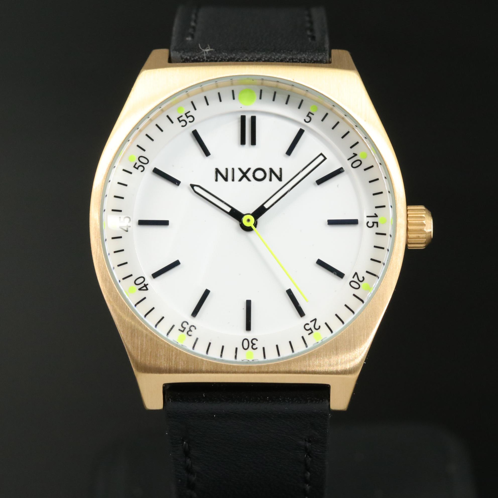 Nixon Crew Leather Quartz Watch with White Dial