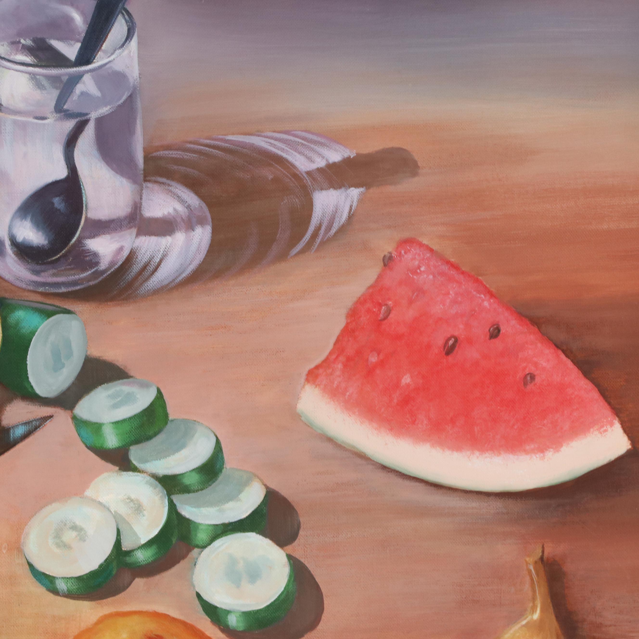 Still Life of Fruit Acrylic Painting, 1989