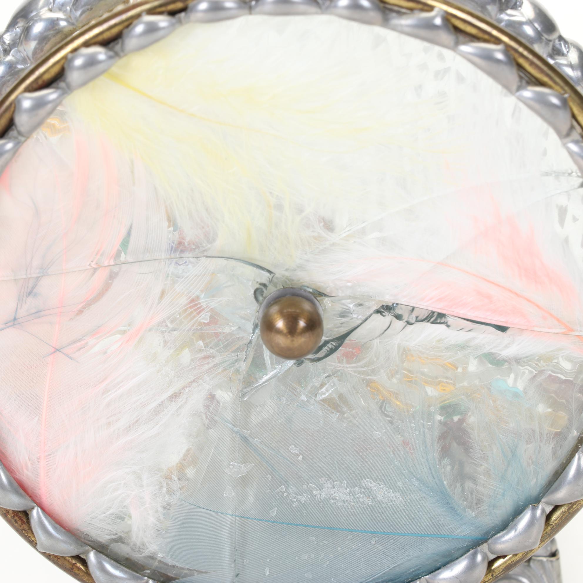 Art Glass Kaleidoscope With Two Spinner Discs and Legs, 1989