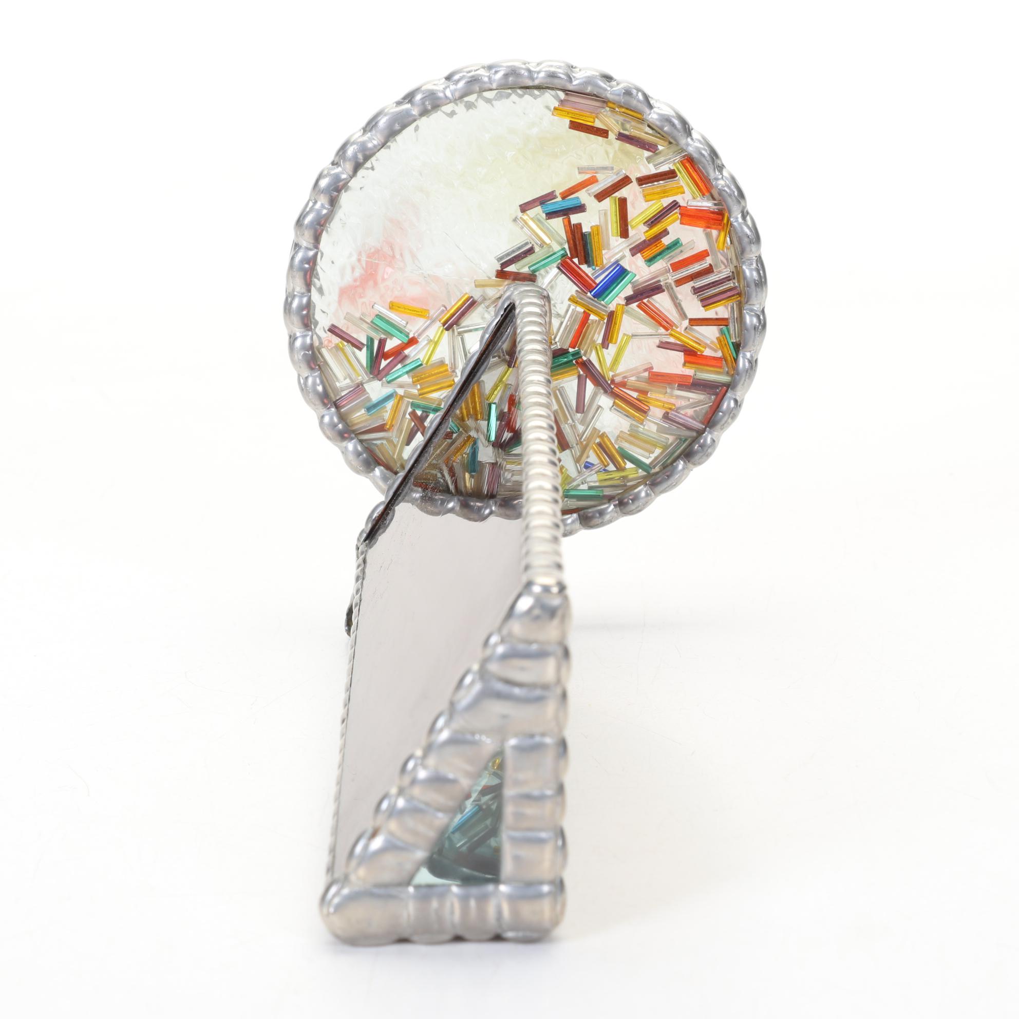 Art Glass Kaleidoscope With Two Spinner Discs and Legs, 1989