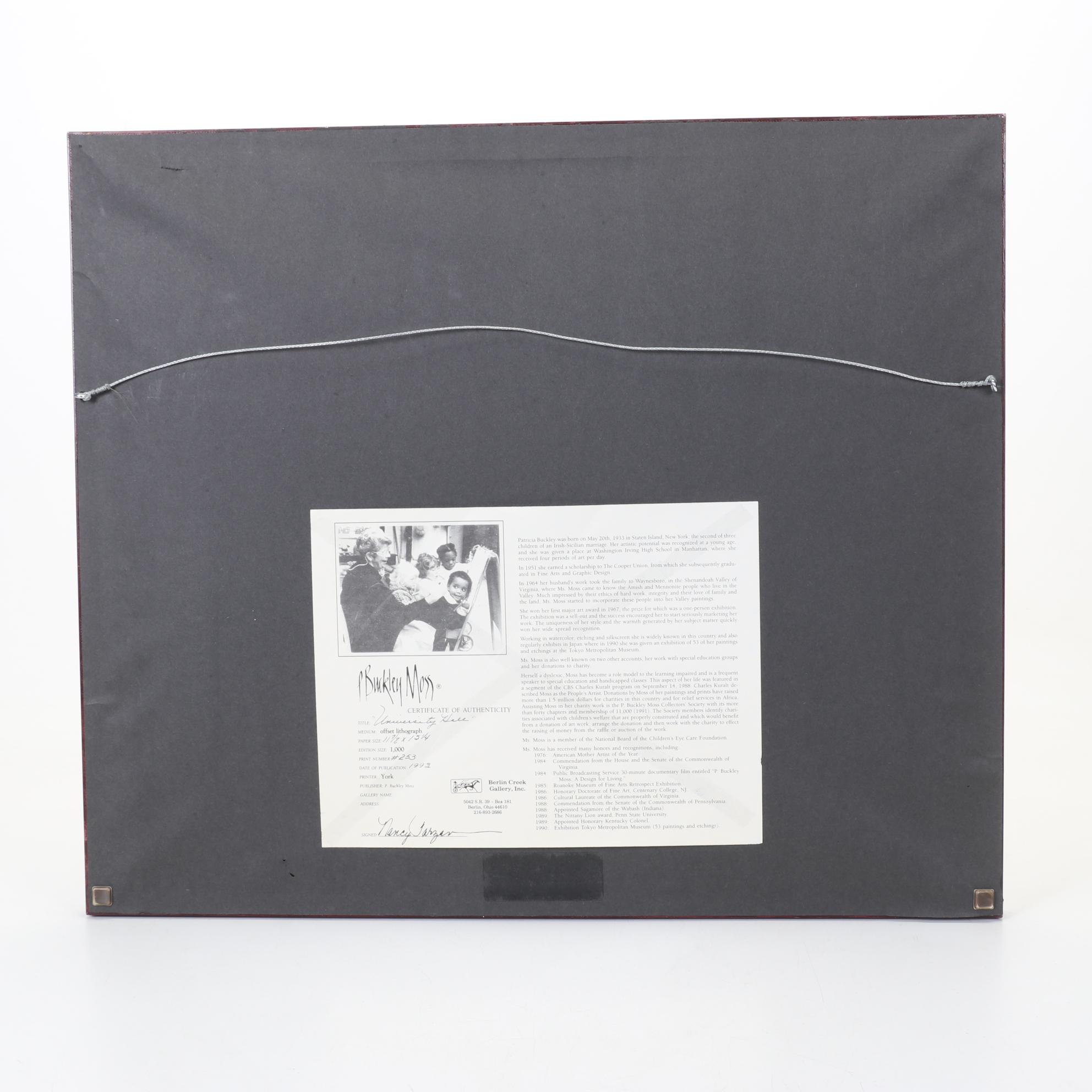 P. Buckley Moss Offset Lithograph "University Hall," 1999