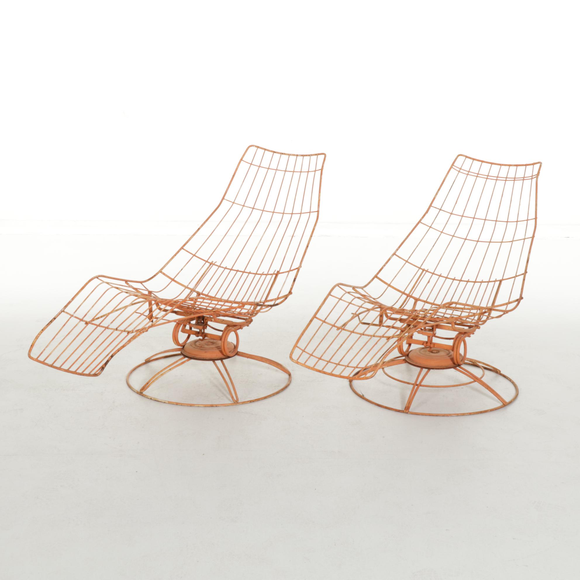 Mid Century Modern Wire Banana Lounge Chairs Including Homecrest "Siesta"